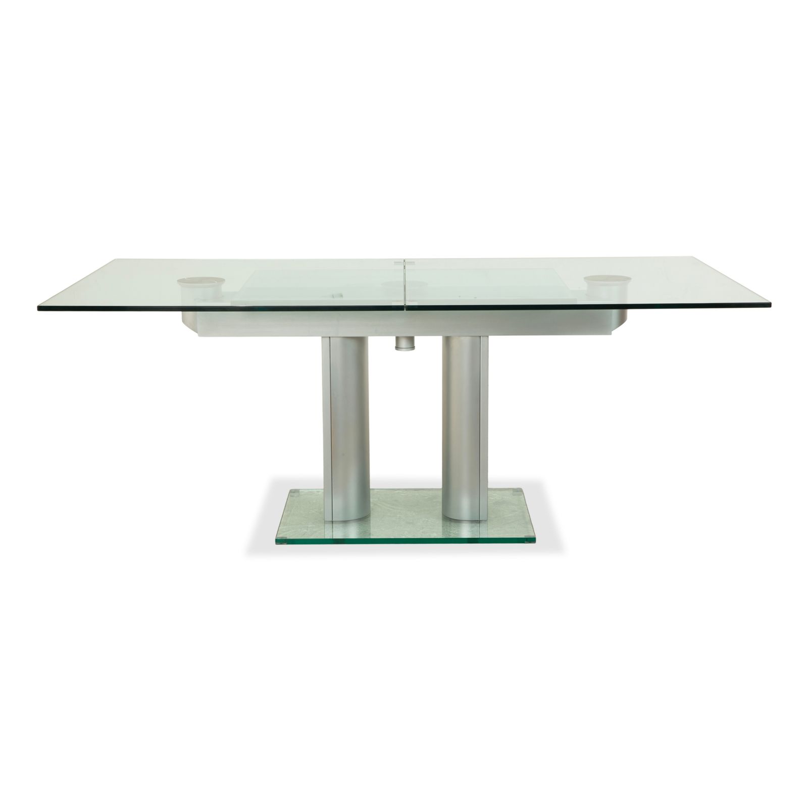 Meubels Bacher Nabucco. Glazen Eettafel, Zilver, Uitschuifbaar, Eetkamer, 190/250 X 95 Cm photo