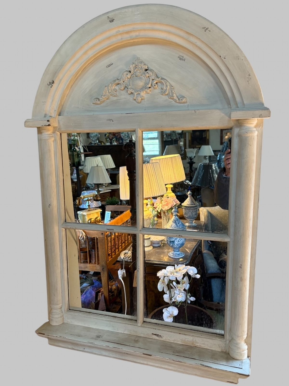 Arched Architectural Window Mirror – Painted & Lightly Distressed