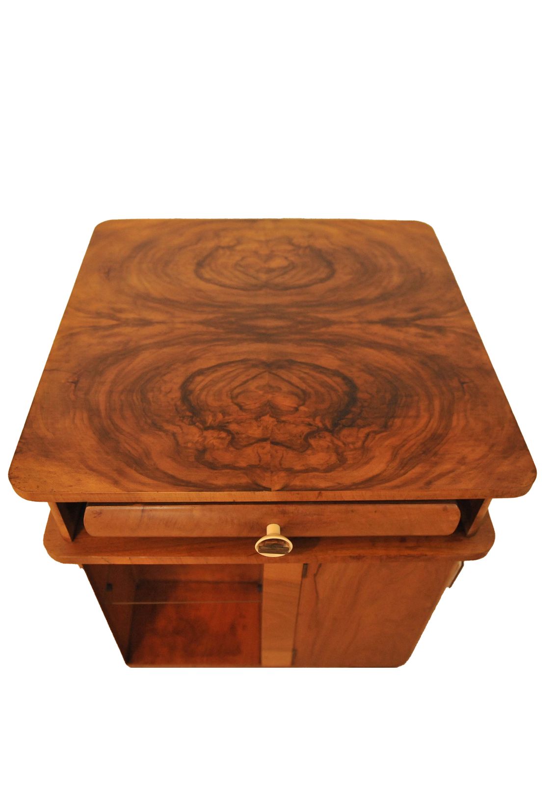 photo vinterior Art Deco "Multibeau" Cocktail Bar Cart Made Of Burr Walnut Veneer 1930's