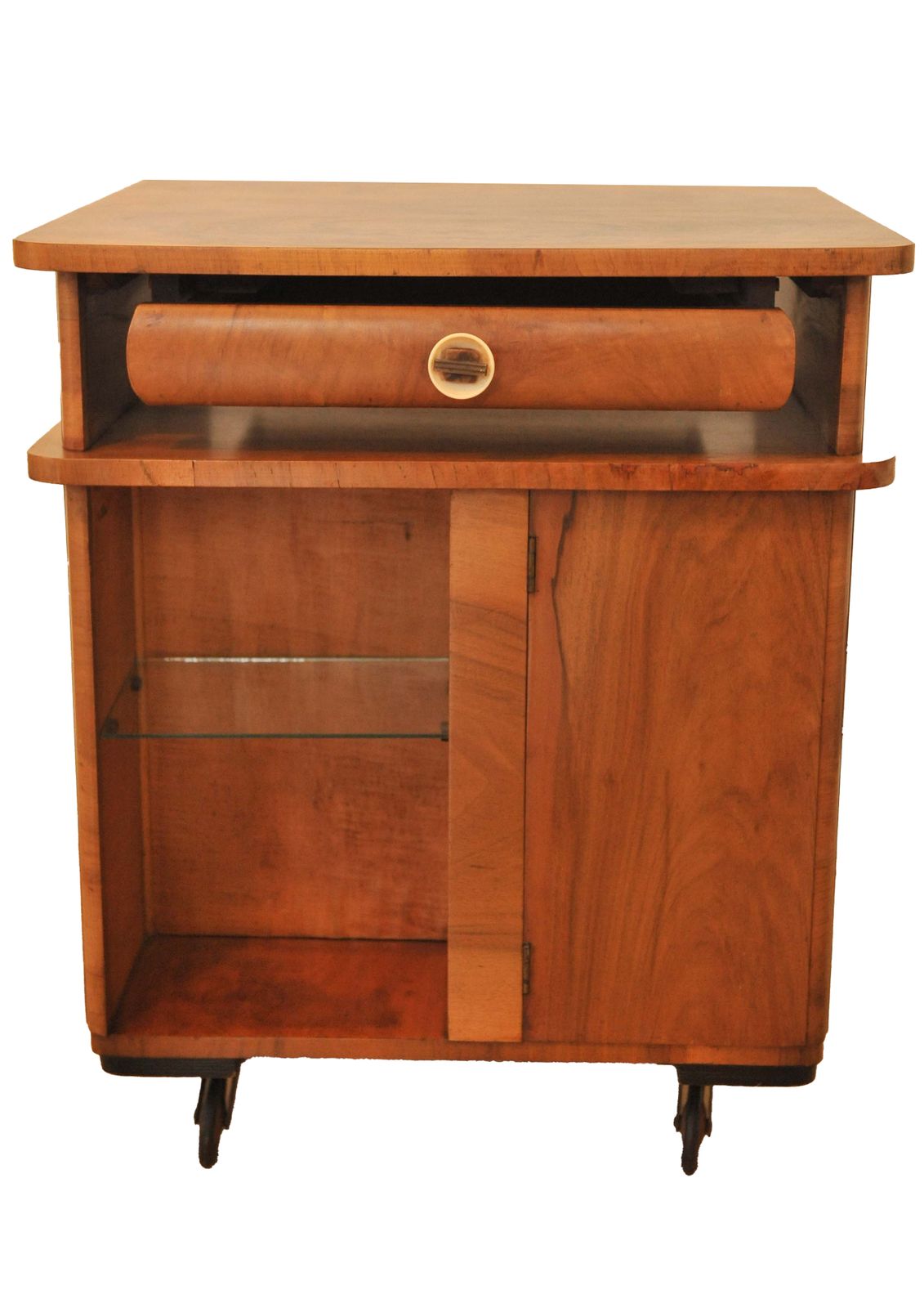 Art Deco "Multibeau" Cocktail Bar Cart Made Of Burr Walnut Veneer 1930's photo buy