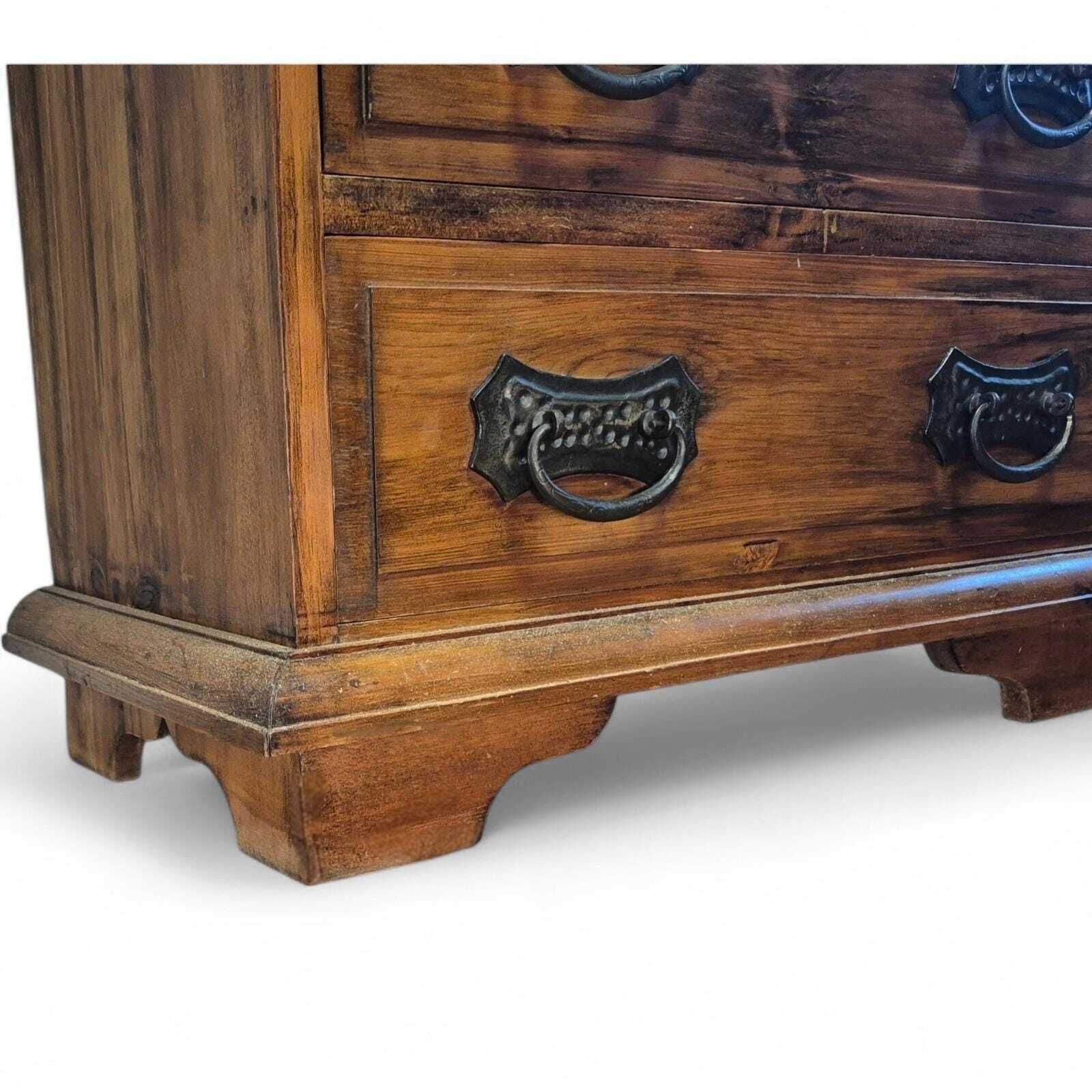 Antique Style Solid Sheesham Wood Chest Of Drawers – Rustic Farmhouse Storage – Country Cottage Furniture photo vinterior