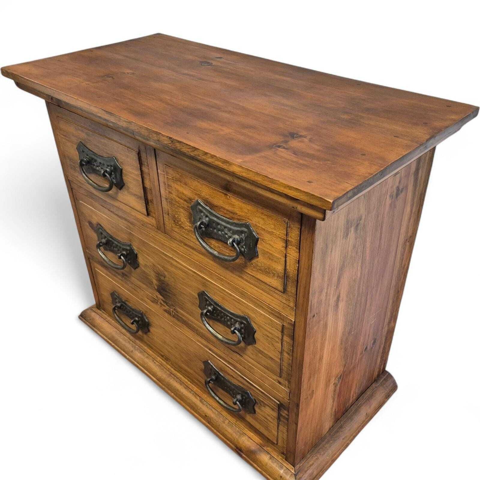 photo vintage Antique Style Solid Sheesham Wood Chest Of Drawers – Rustic Farmhouse Storage – Country Cottage Furniture