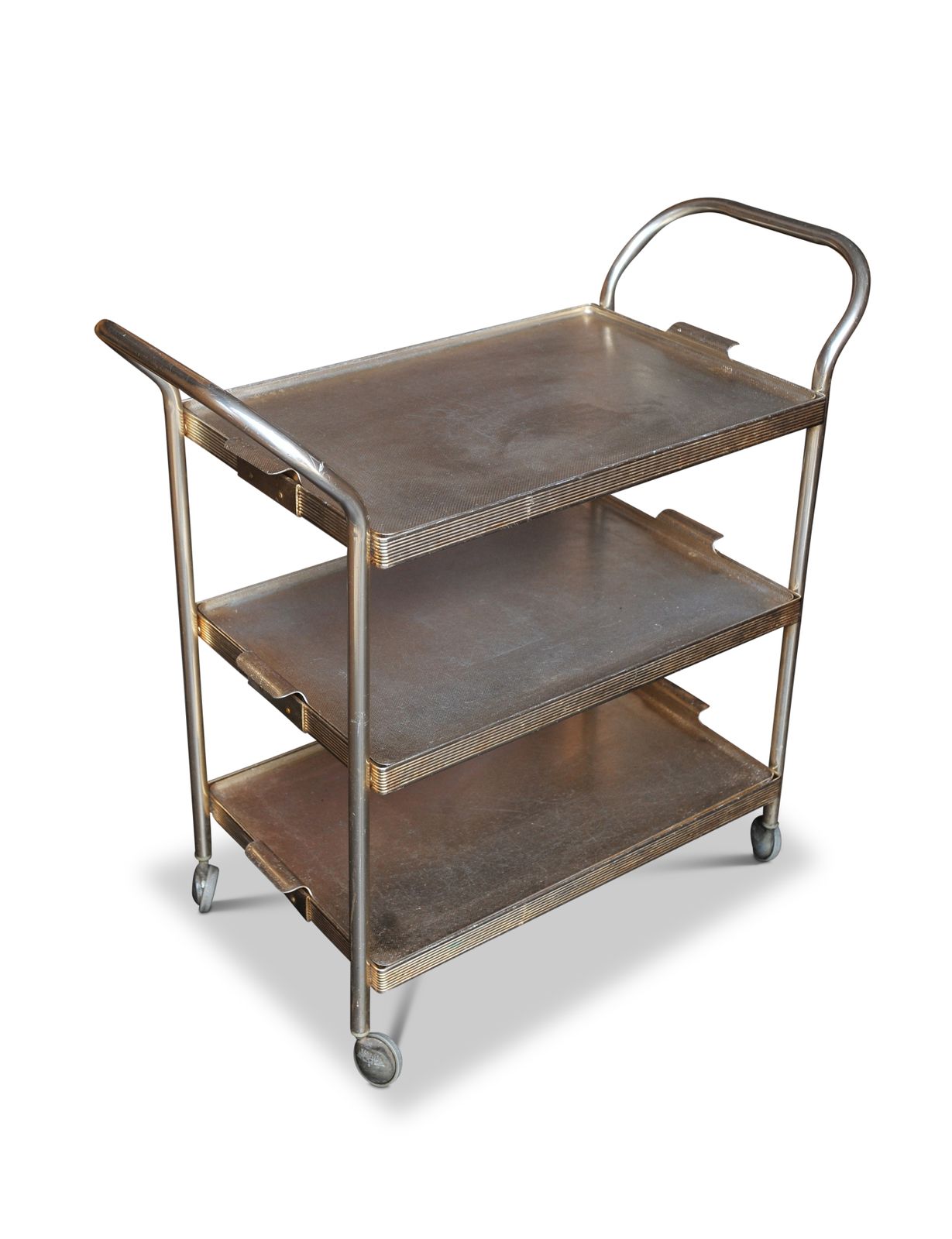 Mid Century Aluminum Bar Cart: 1960s Three Tier Drinks Trolley photo Furniture