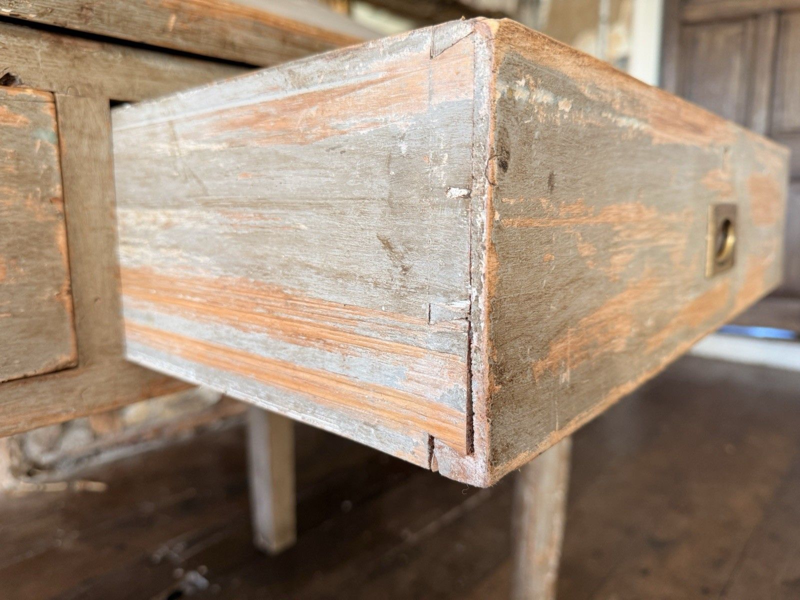 photo for sale Antique Distressed Painted Scrubbed Pine Clerk's Desk (Shop) Display Table