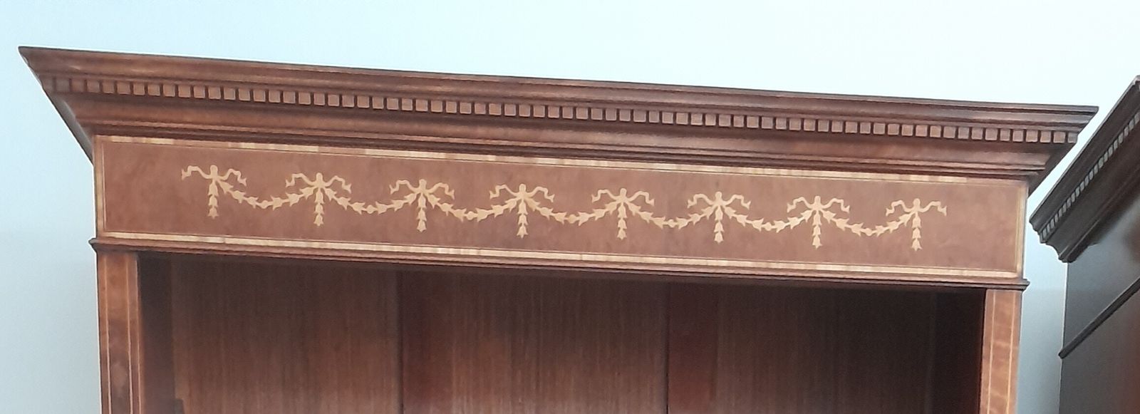 Pair Sheraton Style Burr Walnut Open Bookcases Late 20th C photo 1350.0