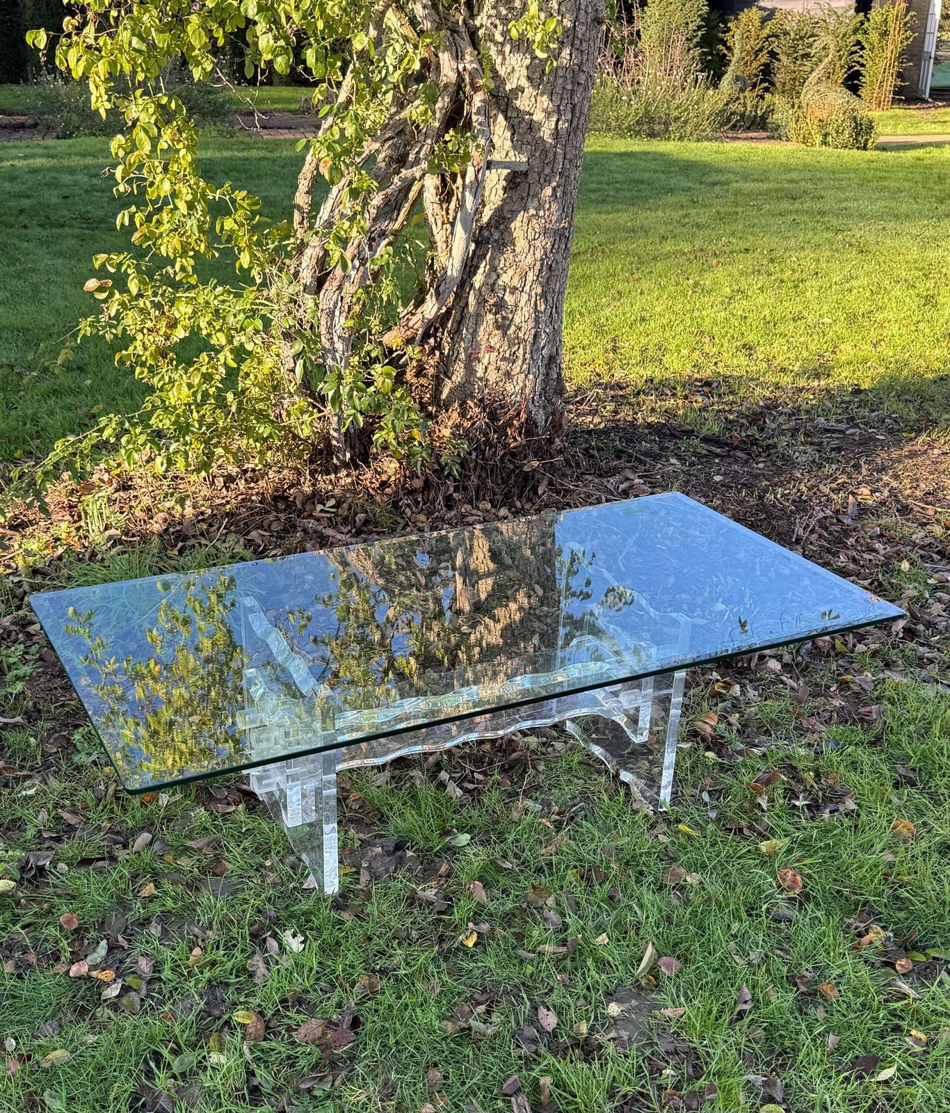 Hollywood Regency Lucite/Plexiglass Coffee Table With Glass Top 1953