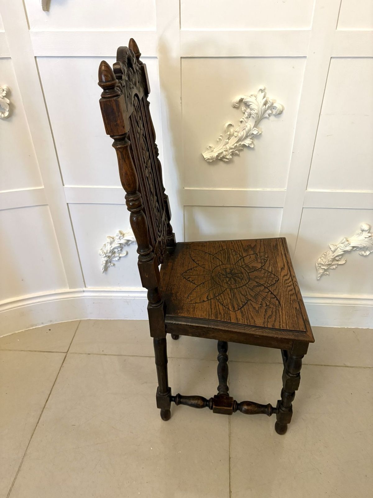 Antique 19th Century Pair Of Quality Carved Oak Side Chairs photo Furniture