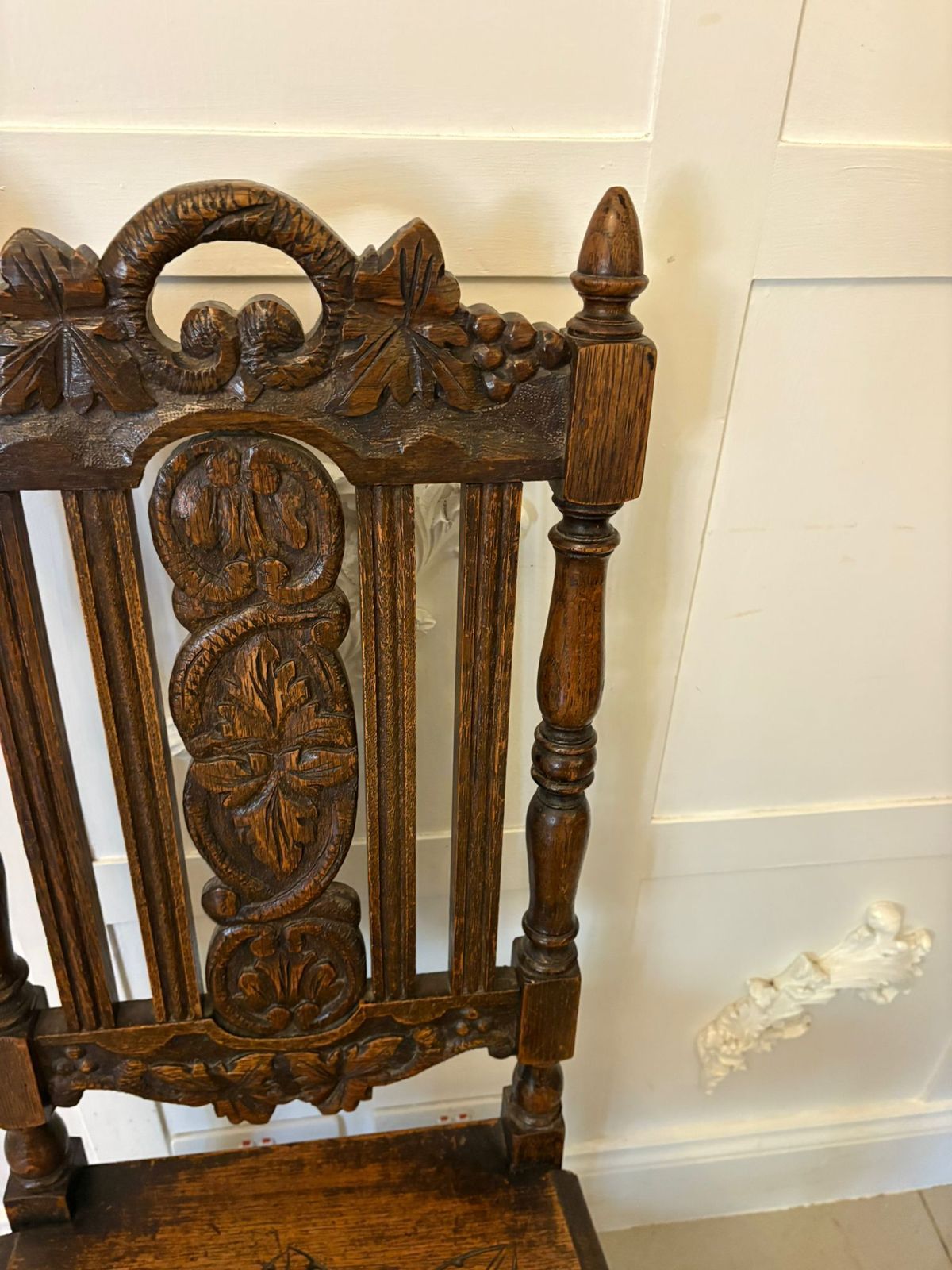 Antique 19th Century Pair Of Quality Carved Oak Side Chairs photo 1085.0