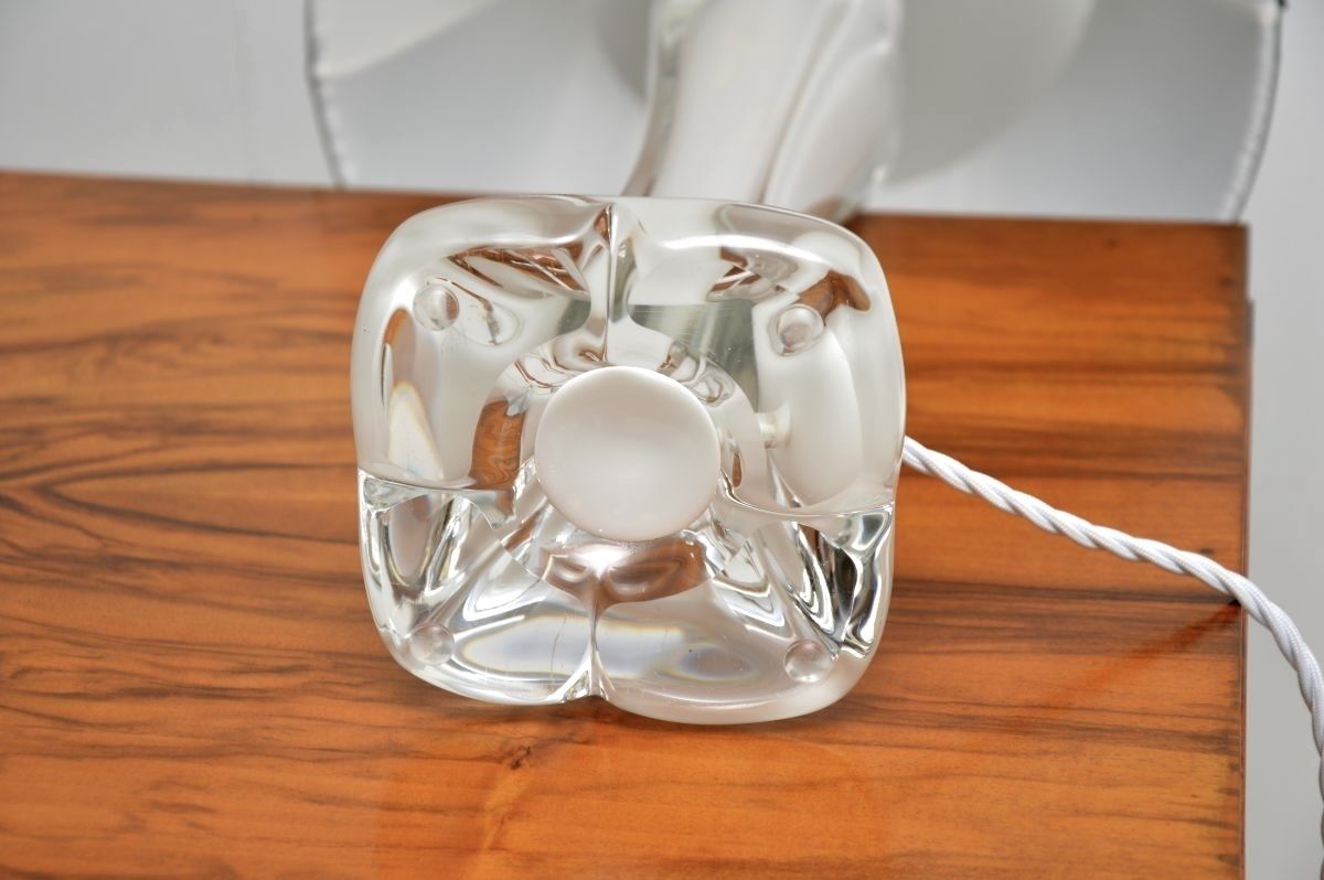 photo for sale Pair Of Vintage Swedish Glass Table Lamps By Paul Kedelv For Flygsfors