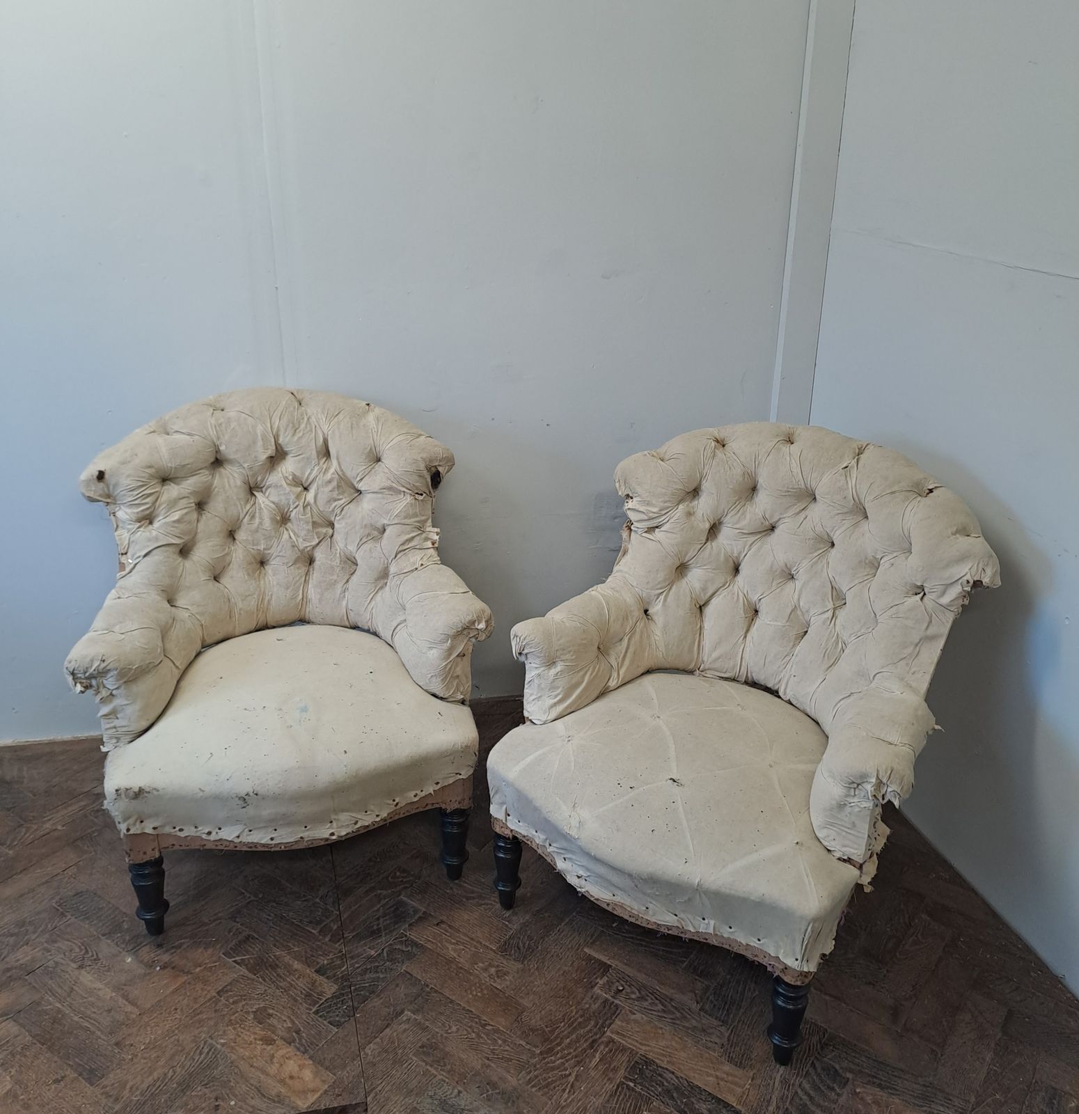 Pair Of Napoleon III Upholstered Armchairs