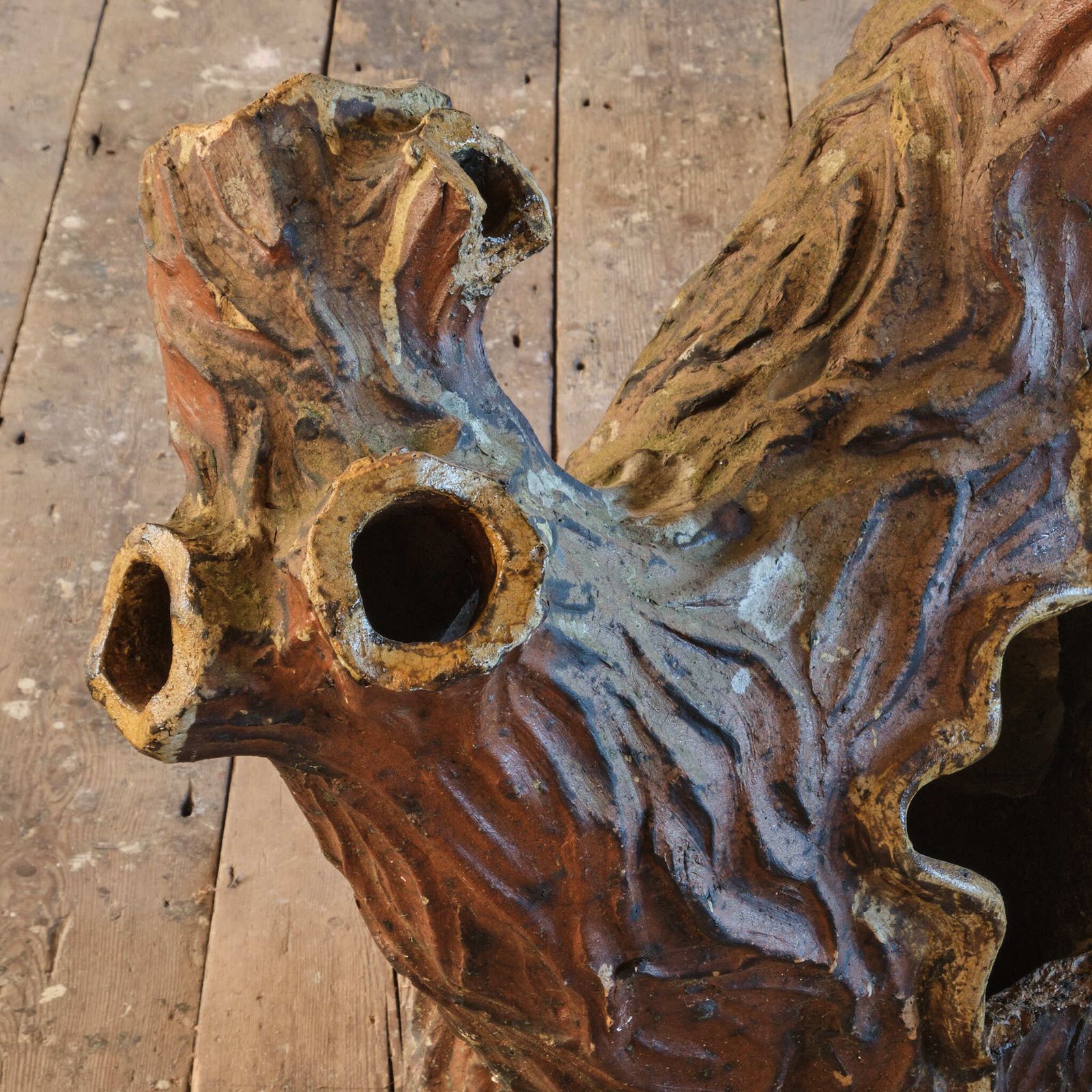 photo for sale 19th Century Salt Glazed Faux Bois Strawberry Planters