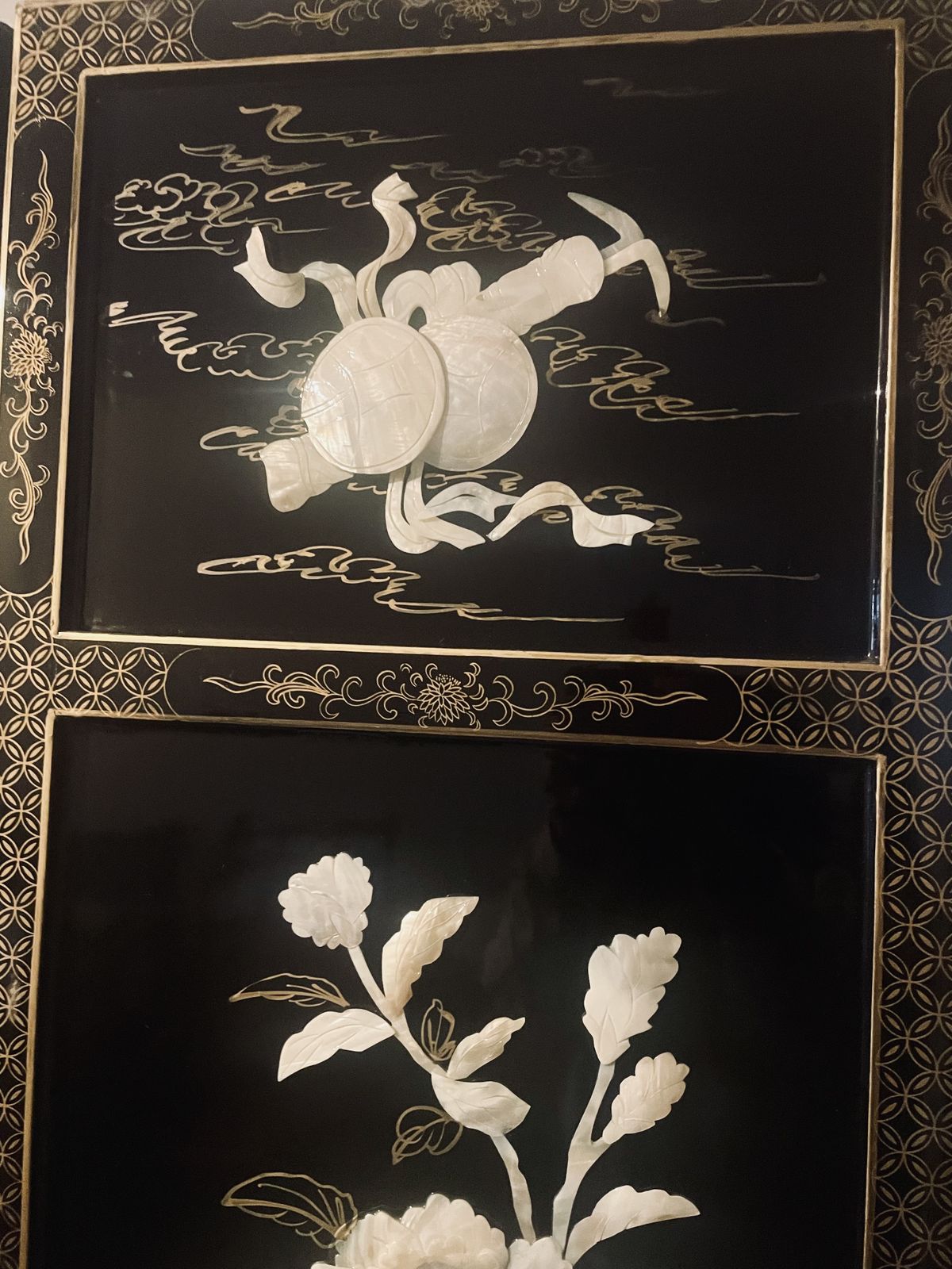 East Asia Room Divider   Black Gold Mother Of Pearl photo Home Decor