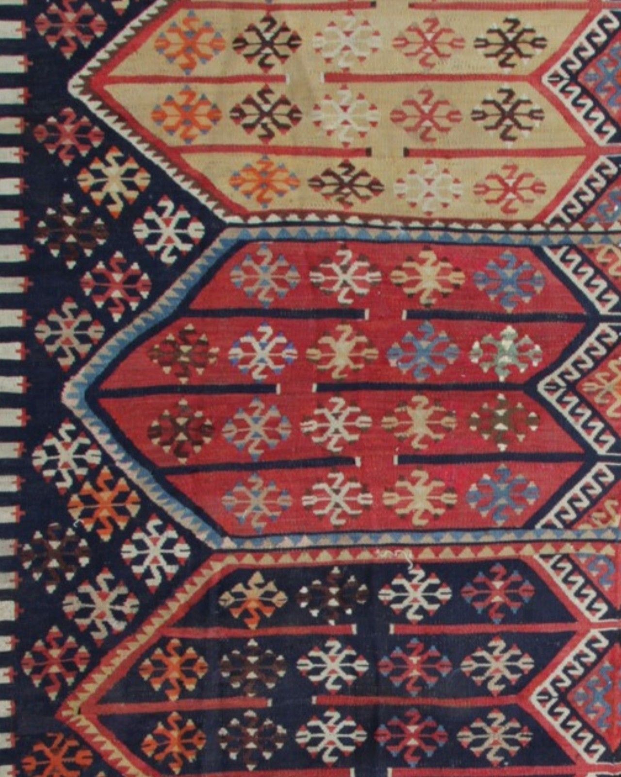 Antique Turkish Kilim Rug 1880s Tribal Geometric Wool Flatweave 355x229cm photo vintage