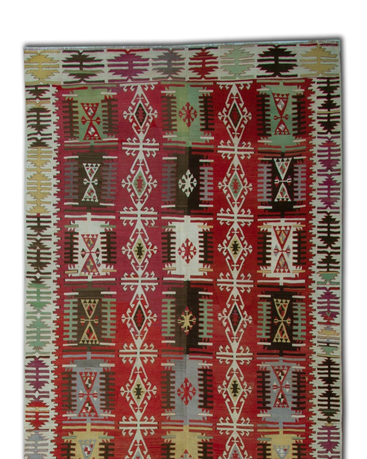 Turkish Kilim Runner 1890s Tribal Geometric Wool Flatweave 390x163cm photo 4800.0