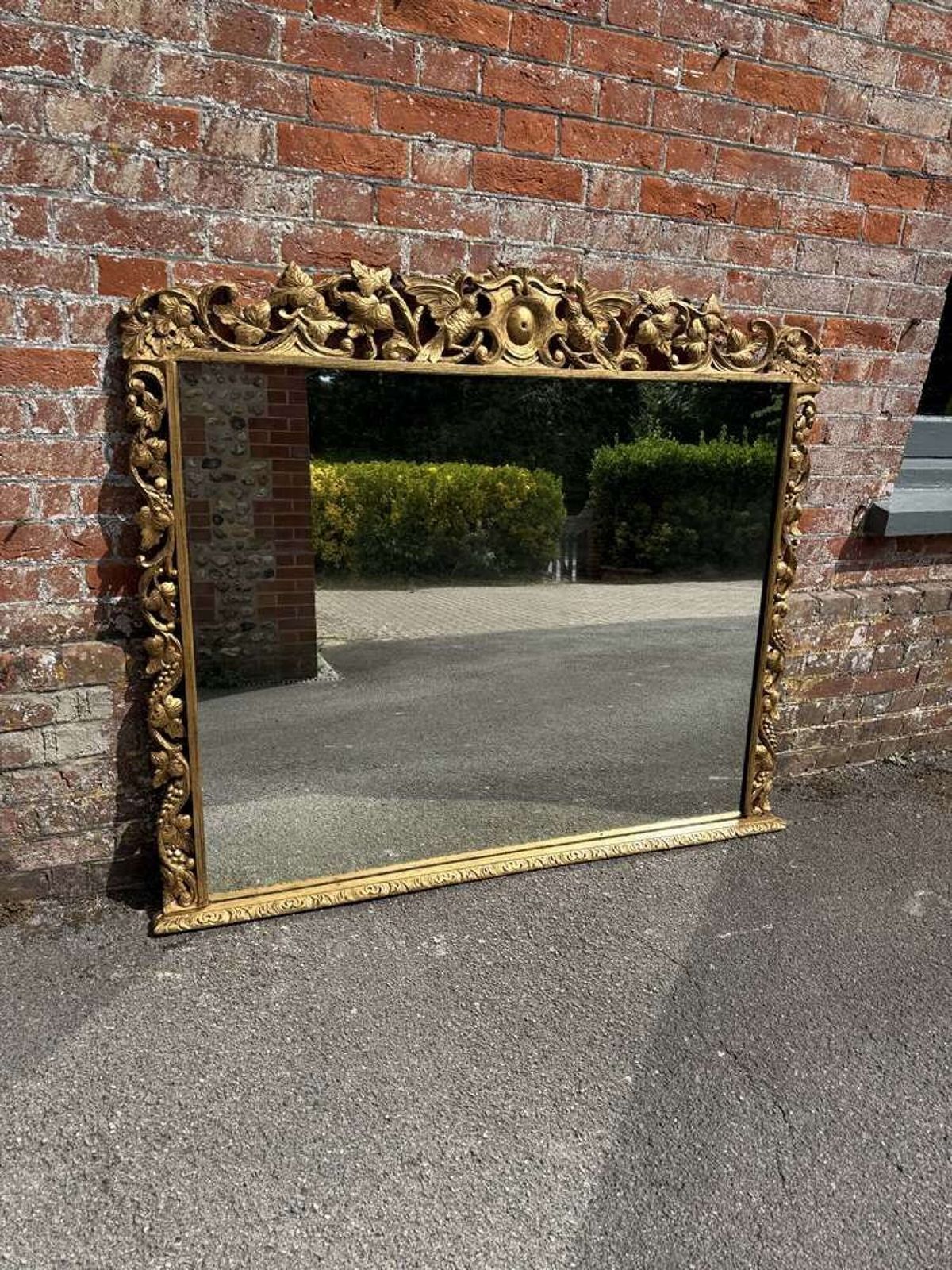 A Delightful Large Antique English 19th C Ornate Framed Overmantle Mirror. photo vinterior