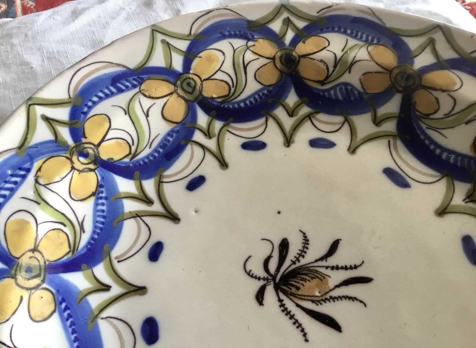 Antique Talavera Plate/Charger, Majolica Tin Glazed 18th Century photo vinterior
