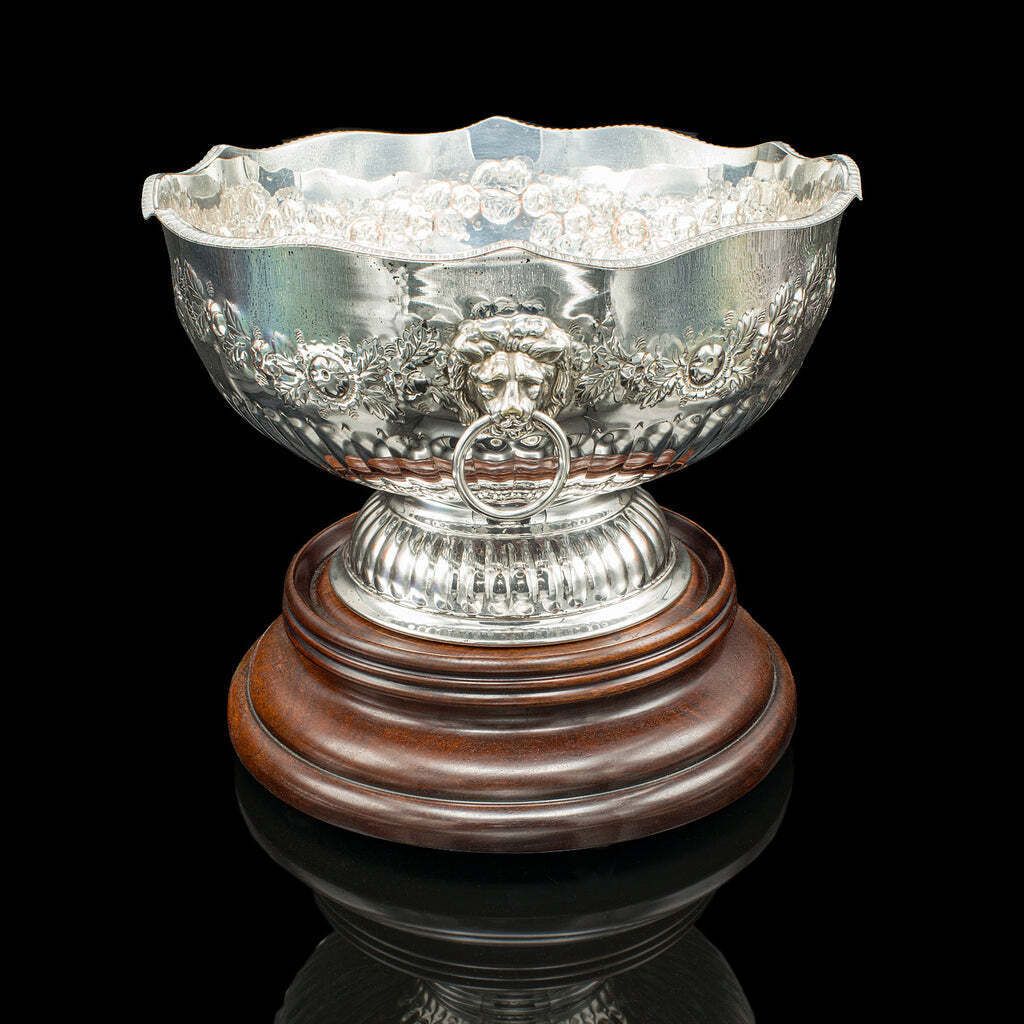 Antique Presentation Bowl English Silver Plate Ice Bucket Cooler Edwardian photo for sale