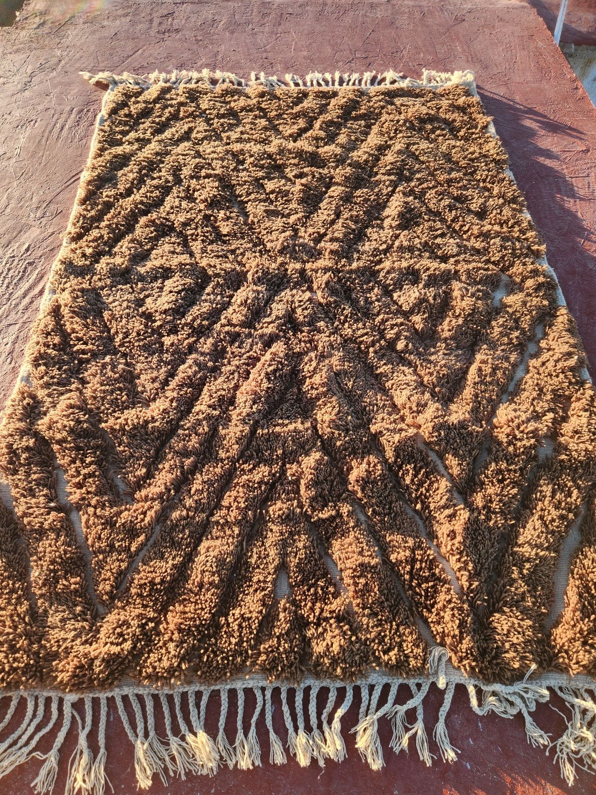 Luxurious Statement: Extra Large Chocolate Brown Moroccan Shaggy Rug photo furniture