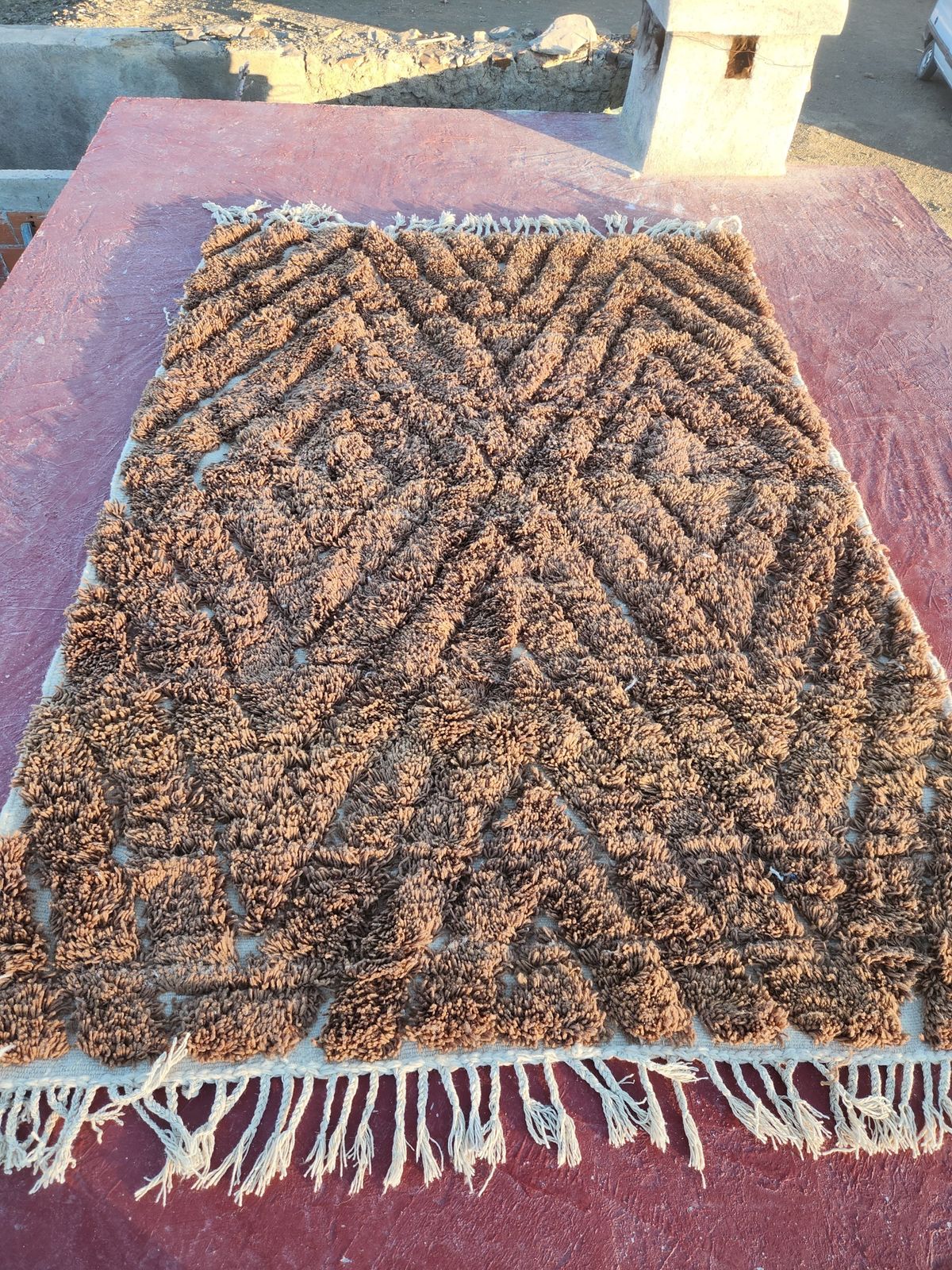 Luxurious Statement: Extra Large Chocolate Brown Moroccan Shaggy Rug photo for sale