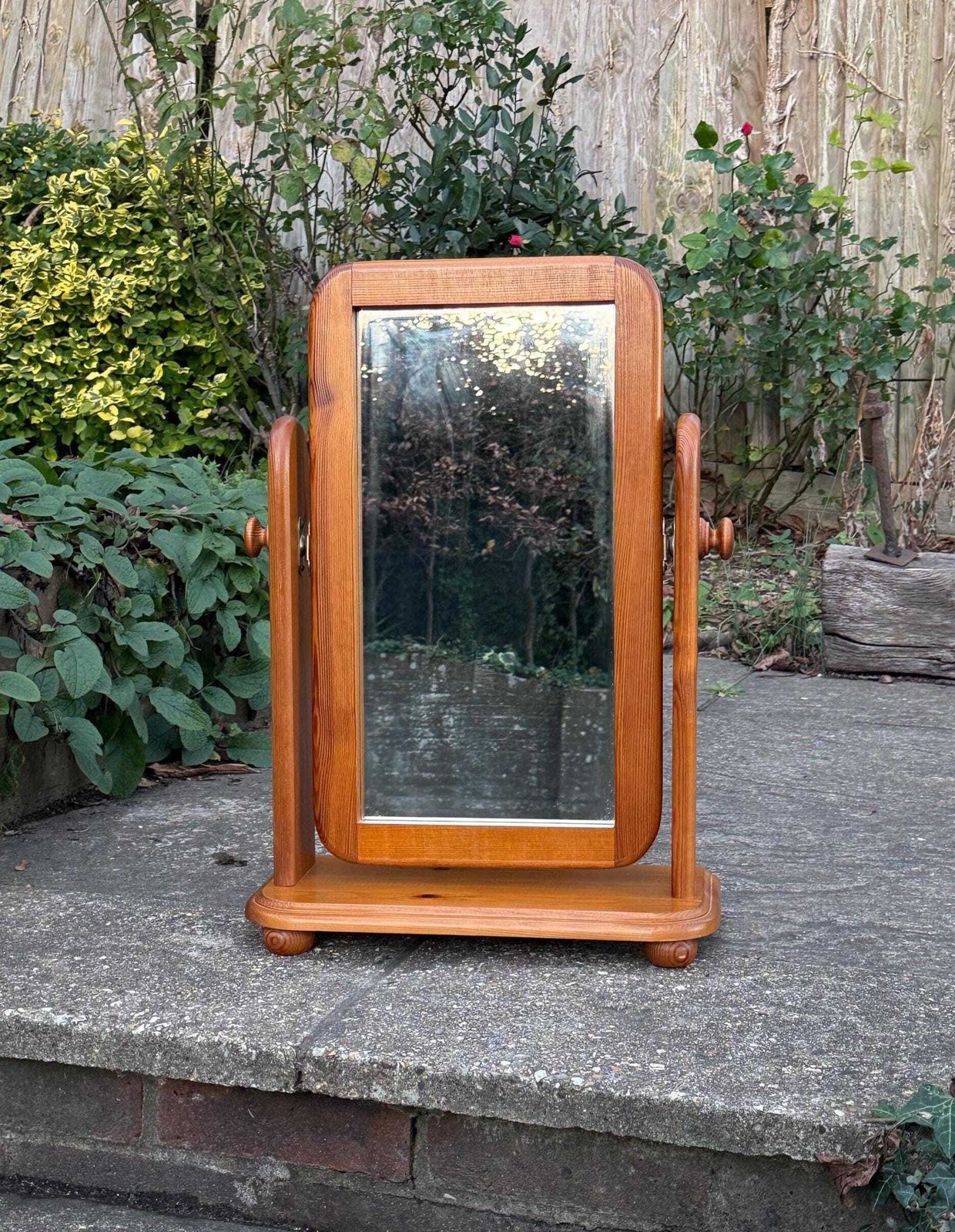 Vintage Westminster Pine Cheval Dressing Mirror Free Standing Rustic Farmhouse Natural Wood