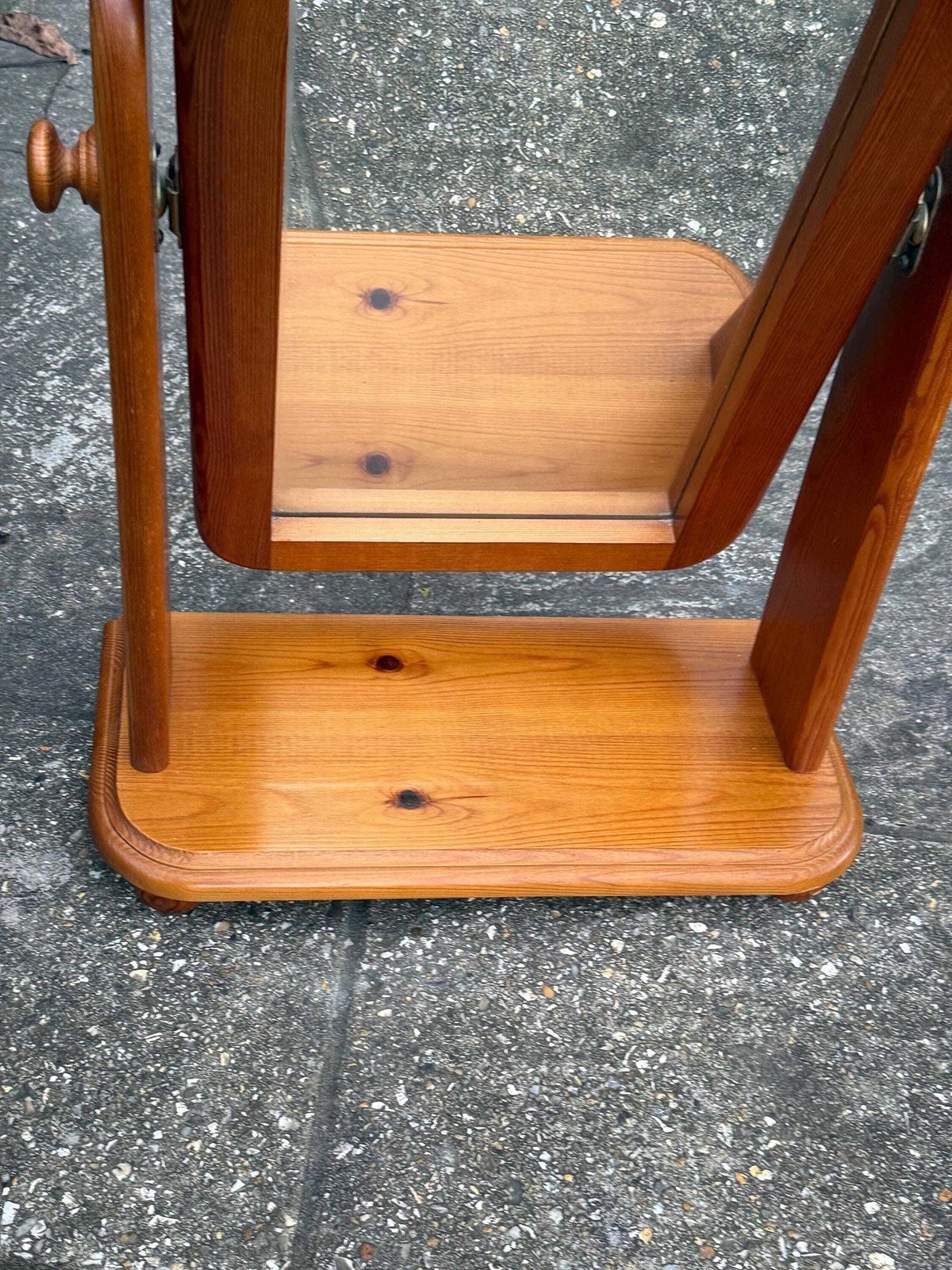 photo vintage Vintage Westminster Pine Cheval Dressing Mirror Free Standing Rustic Farmhouse Natural Wood