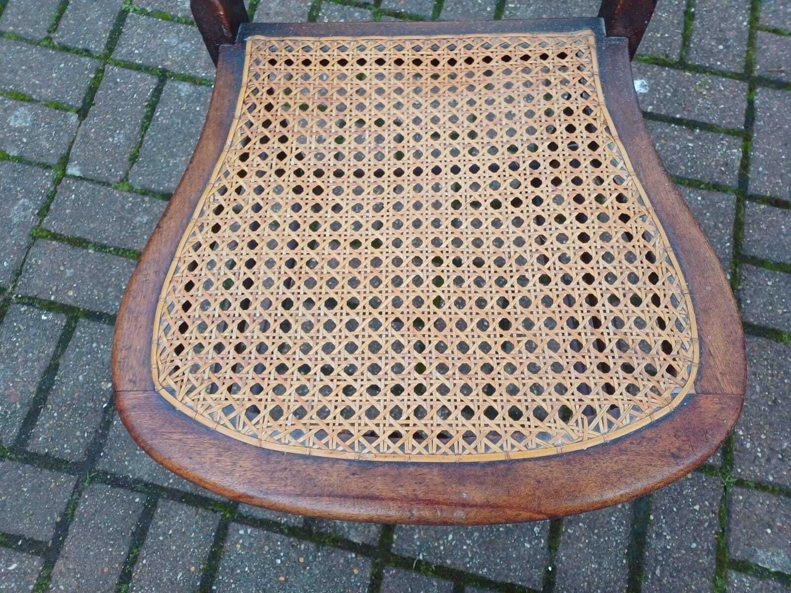 Antique Victorian Balloon Back Carved Mahogany Chair With Cane Seat Bedroom Accent photo 145.0