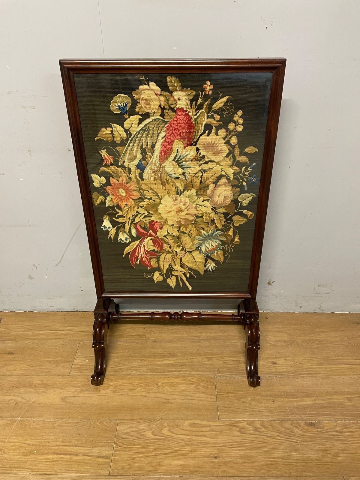 C19th Country House Mahogany Tapestry Firescreen photo furniture