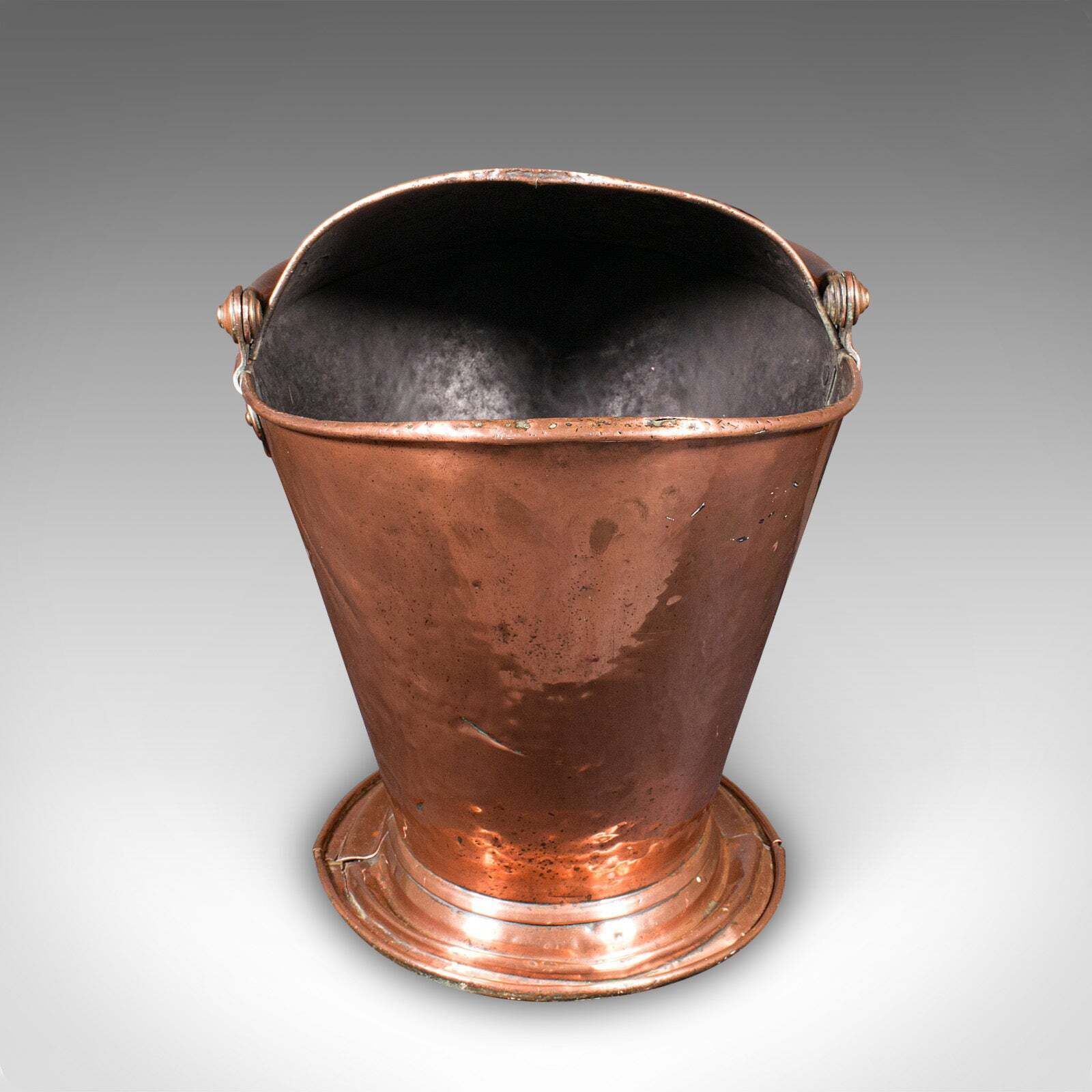 Antique Fireplace Coal Scuttle, English Copper, Basket, Art Nouveau, Victorian photo for sale