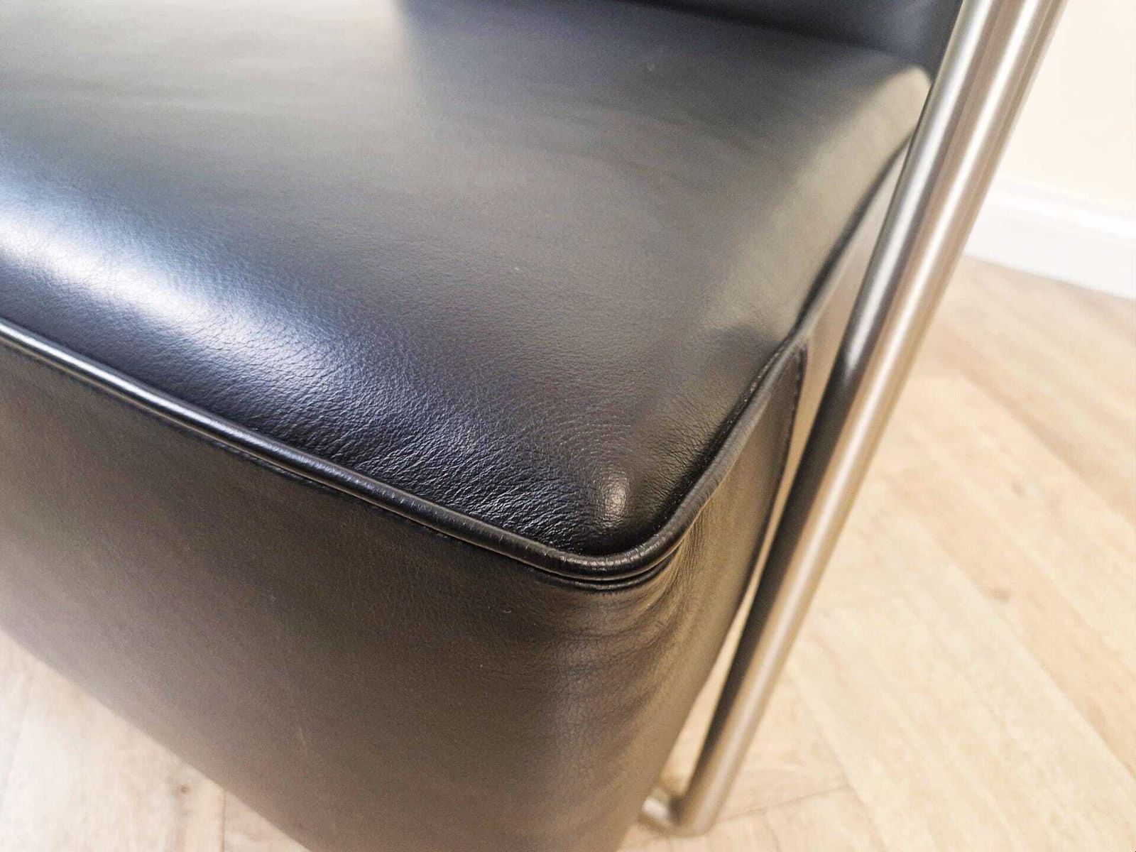 photo buy Antonio Citterio For Flexform Abc Model Leather & Chrome Reclining Lounge Chair With Ottoman