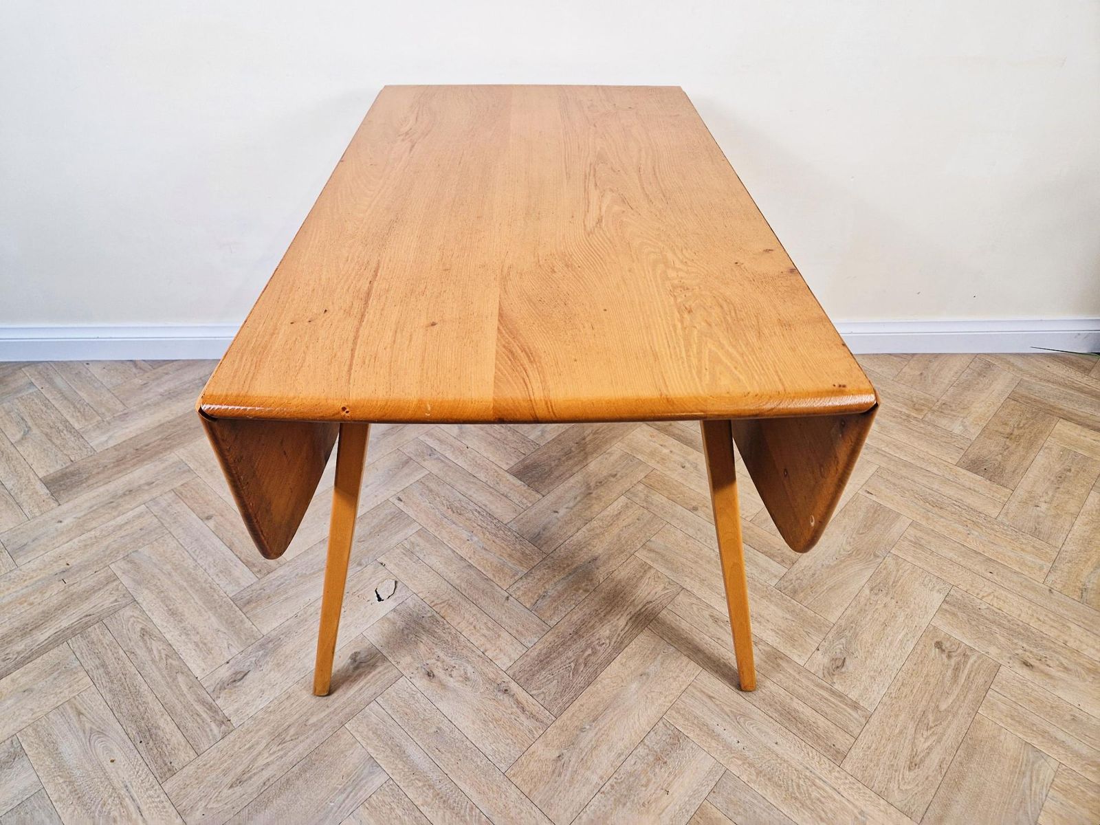 Ercol Windsor Mid Century Solid Elm Danish Design Drop Leaf Table & Chair Set photo Furniture
