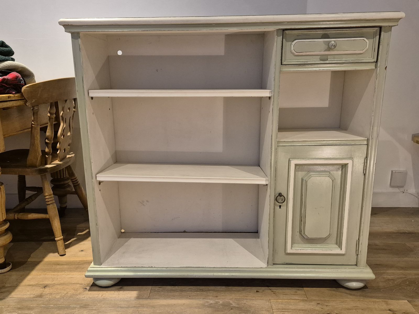 Vintage Solid Wood (Oak) Painted Shelving Unit photo furniture