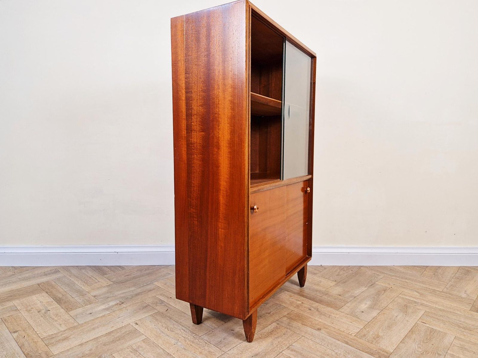 Beaver & Tapley 'Multiwidth' Vintage Mid Century Medium Teak Glazed Glass Bookcase Sideboard Bl754 photo furniture