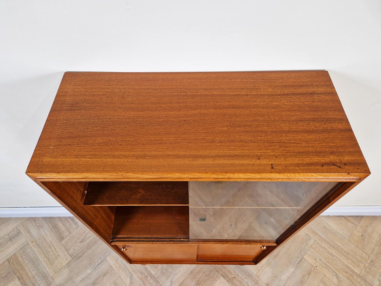 Beaver & Tapley 'Multiwidth' Vintage Mid Century Medium Teak Glazed Glass Bookcase Sideboard Bl754 photo vintage