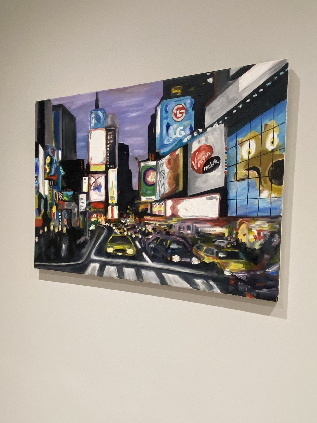 Original New York City Painting | Hand Painted Urban Street Scene Acrylic On Canvas photo vintage
