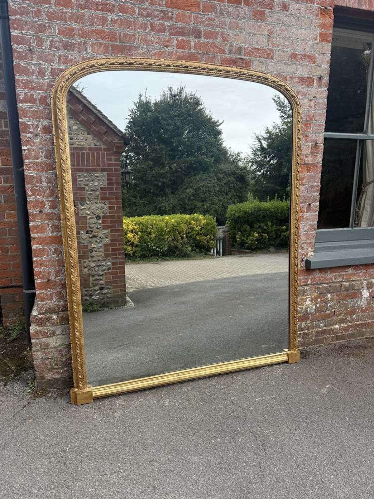 A Spectacular Extra Large Antique English 19th C Arched Top Gilt Overmantle Mirror. photo buy