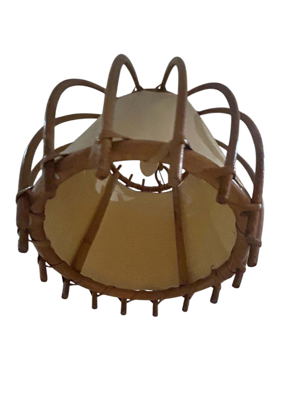 Louis Sognot Rattan Ceiling Pendant Light photo vintage