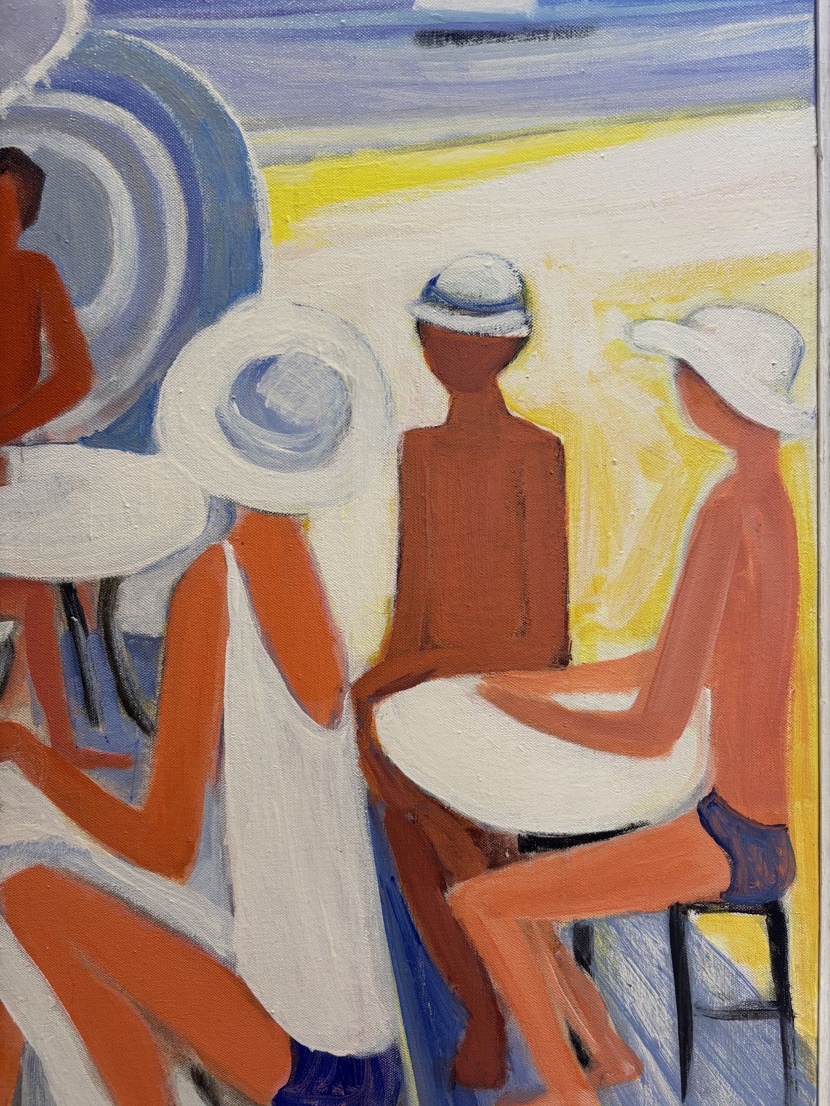 Ginet Lasnier (1927 2020) French Oil   Figures At The Beachside