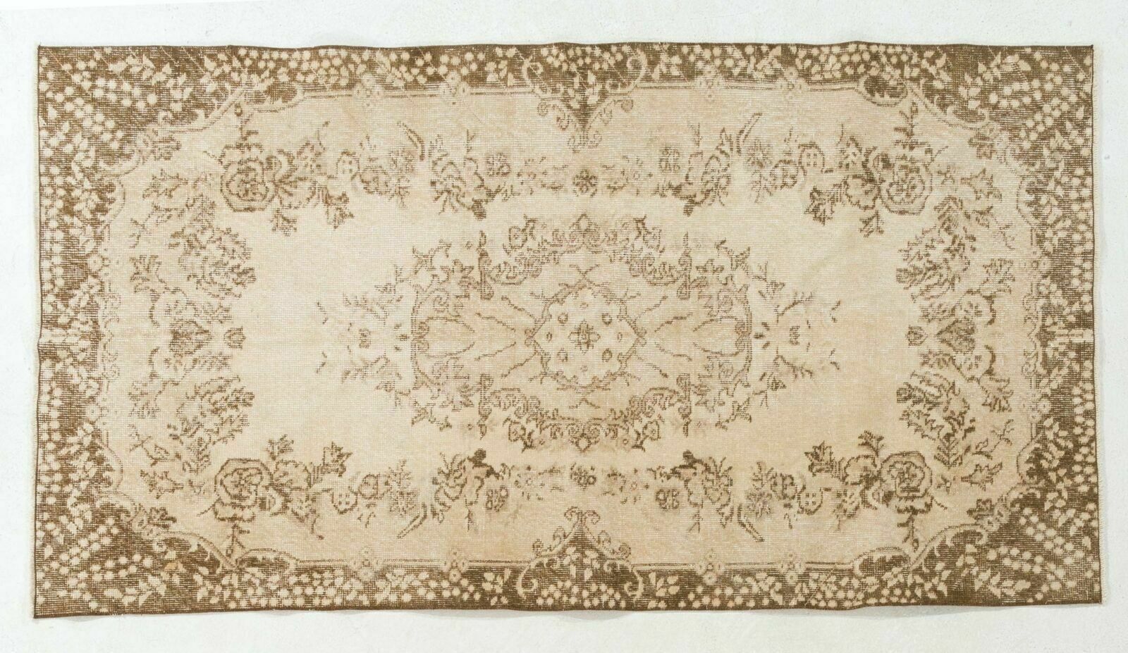 3.8x7 Ft Hand Knotted Vintage Turkish Oushak Rug, Ideal For Home & Office Decor photo vinterior