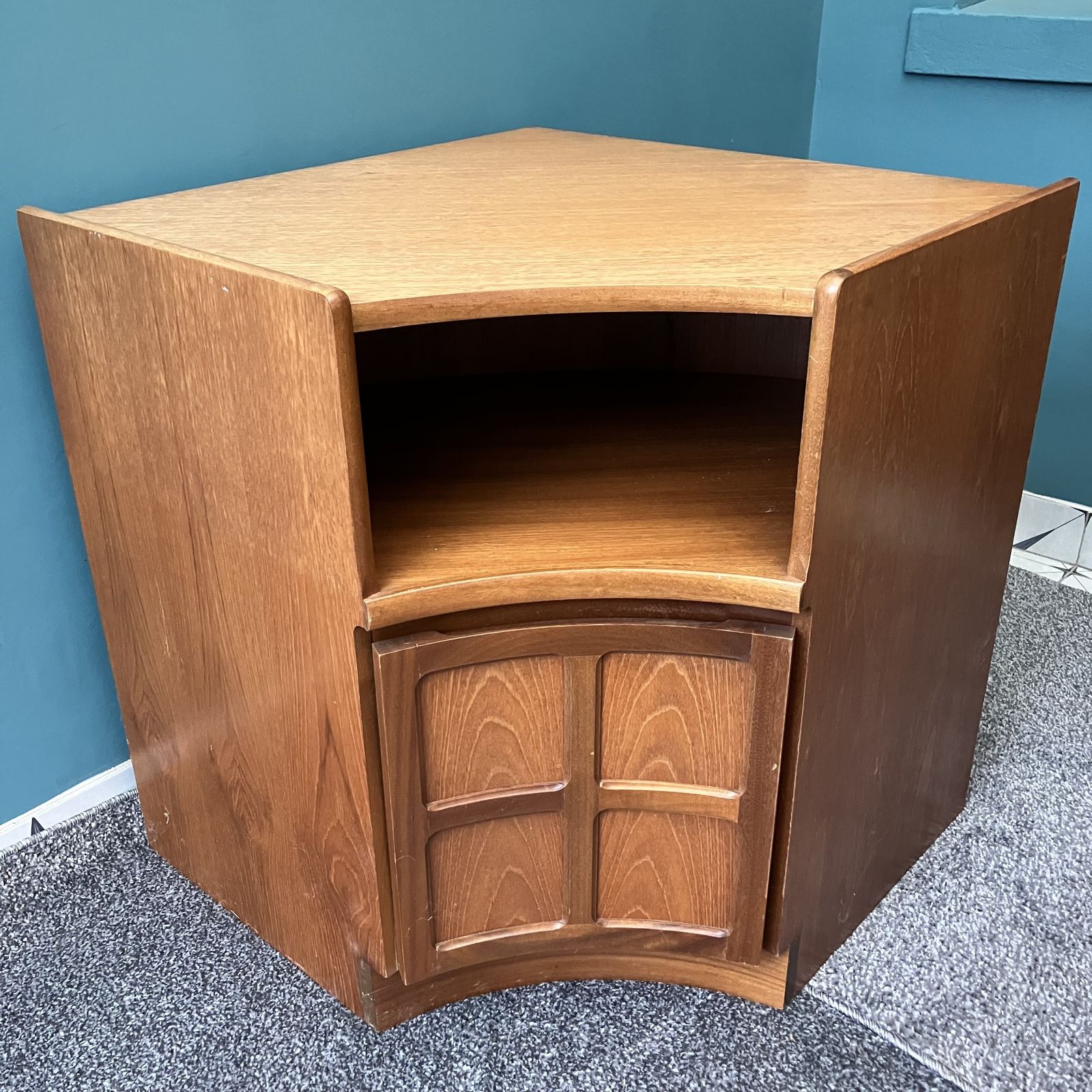 A Mid Century Teak Nathan Squares Corner Cabinet Made In The 1970s By Parker Knoll