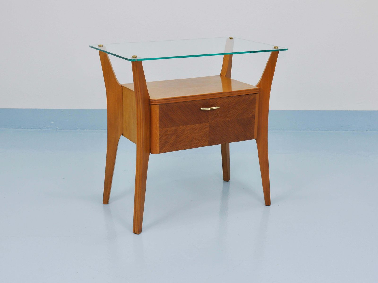 photo furniture Gio Ponti Maple & Walnut Nightstand Table, La Permanente Mobili Cantù, 1940s