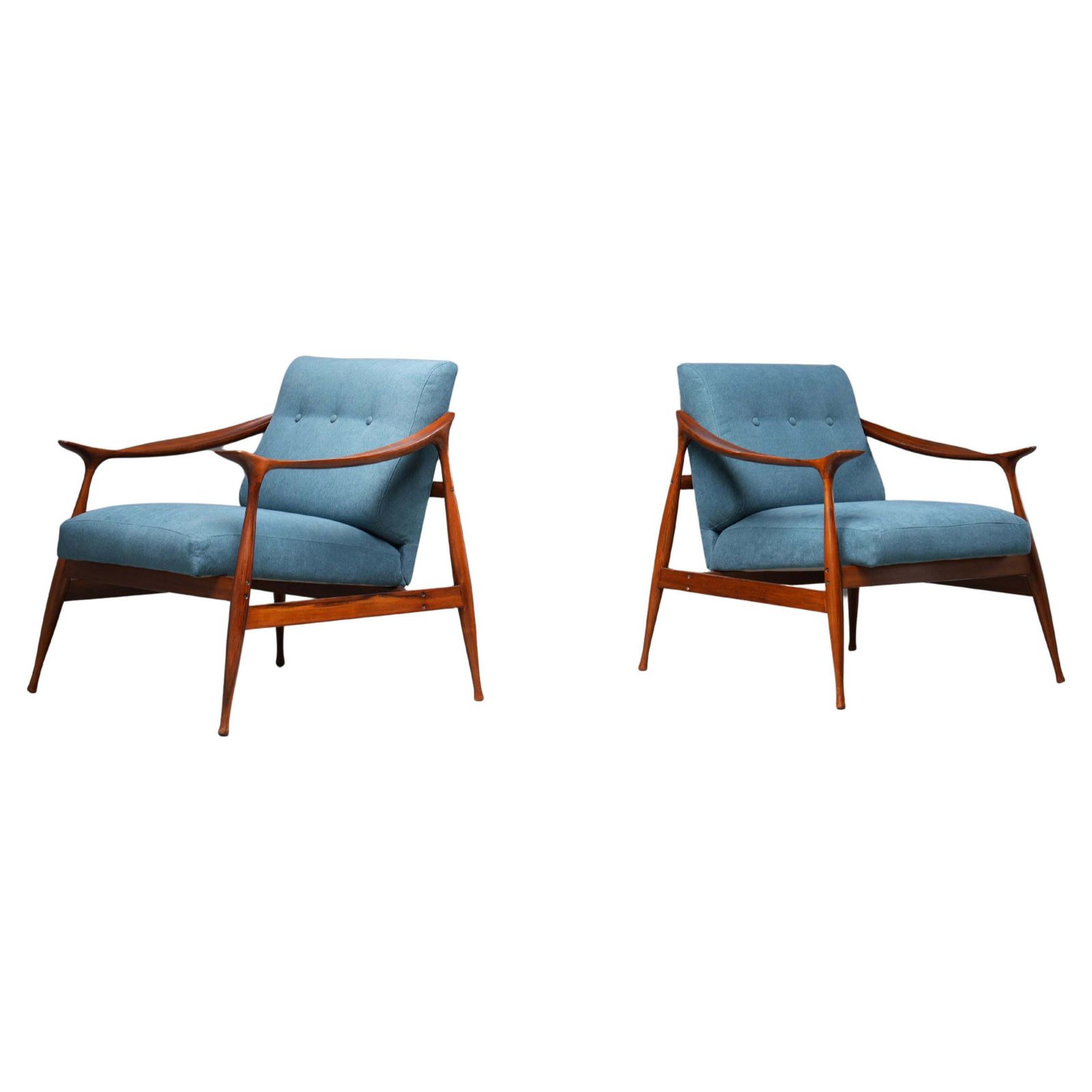 Set Of Lounge Chairs In Teak By Ico Parisi For Fratelli Reguitti, Italy, 1950's