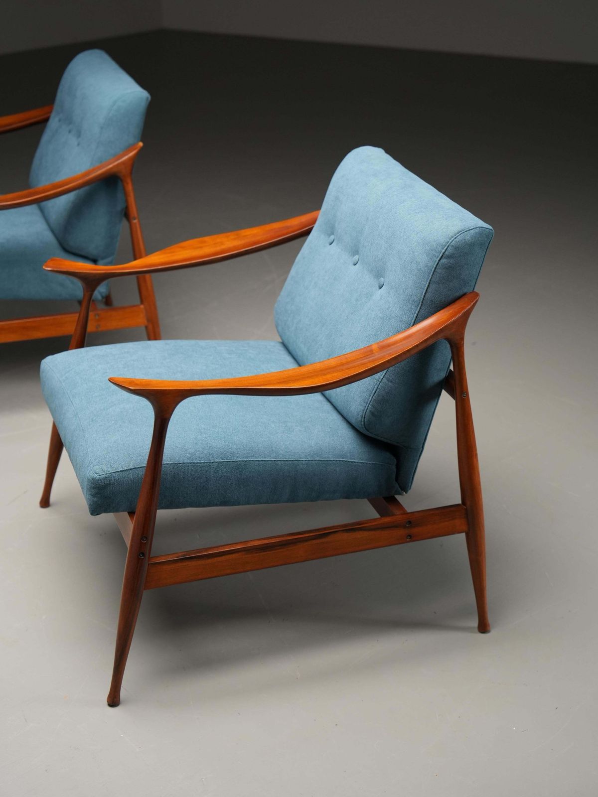 Set Of Lounge Chairs In Teak By Ico Parisi For Fratelli Reguitti, Italy, 1950's photo vinterior
