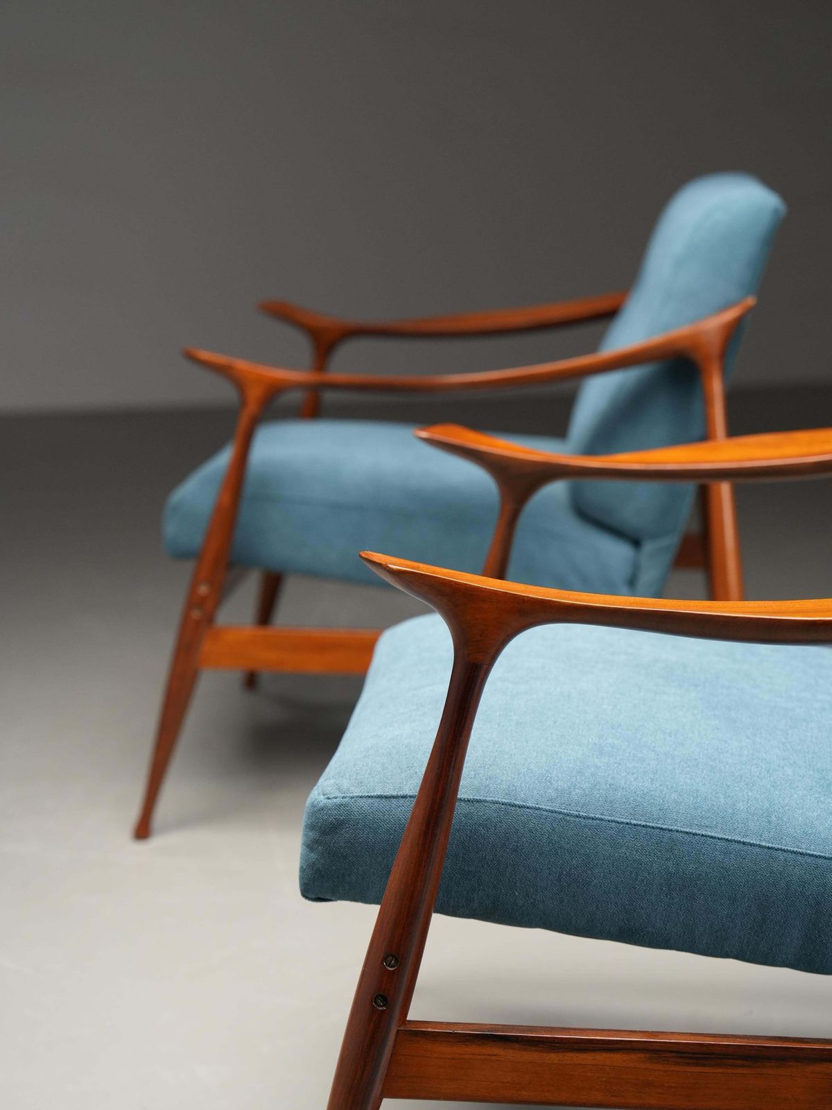Set Of Lounge Chairs In Teak By Ico Parisi For Fratelli Reguitti, Italy, 1950's photo vintage