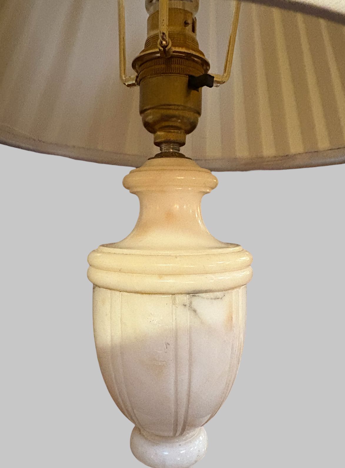 A Charming Pair Of Mid Century Italian Carved Alabaster Table Lamps photo for sale