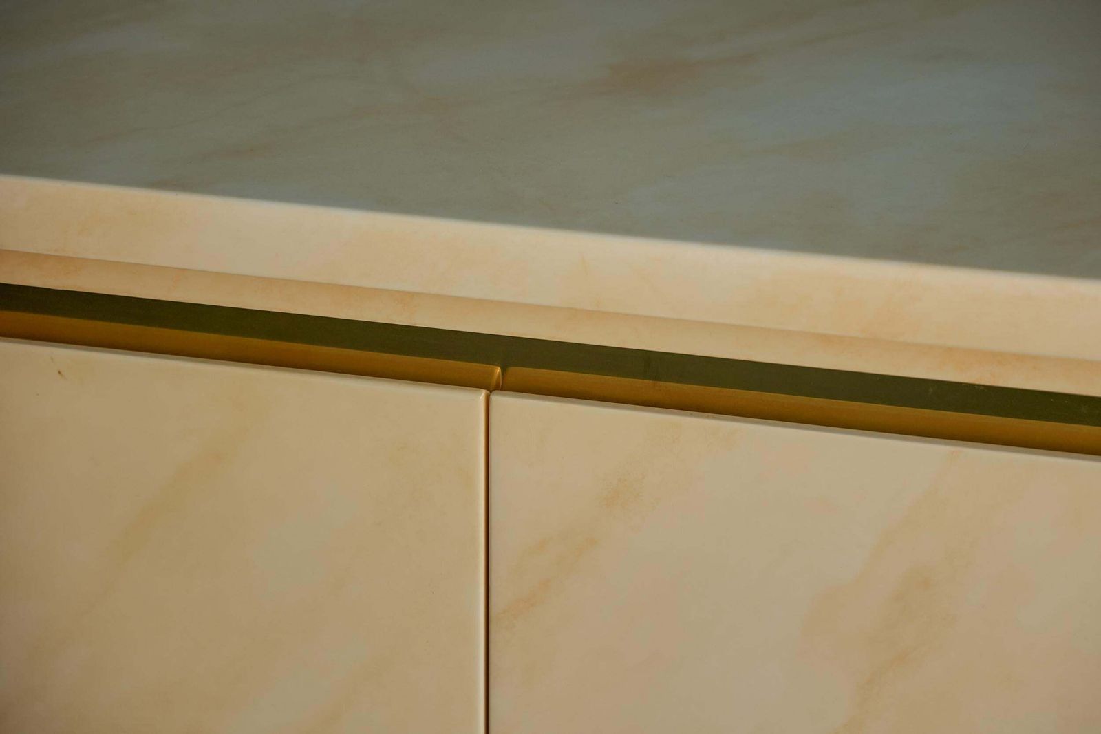 Faux Marble Lacquered Sideboard By Jean Claude Mahey, France, 1970s photo vinterior