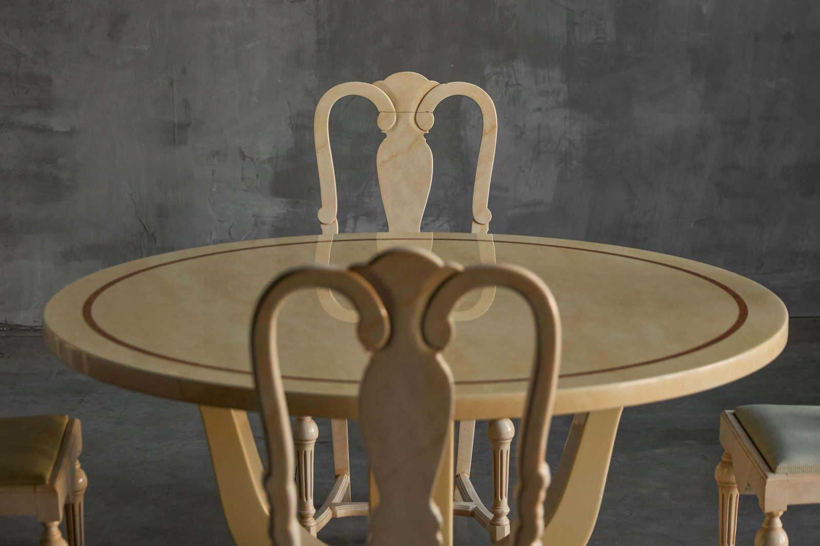 photo furniture Faux Marble Lacquered Table By Jean Claude Mahey, France, 1970s