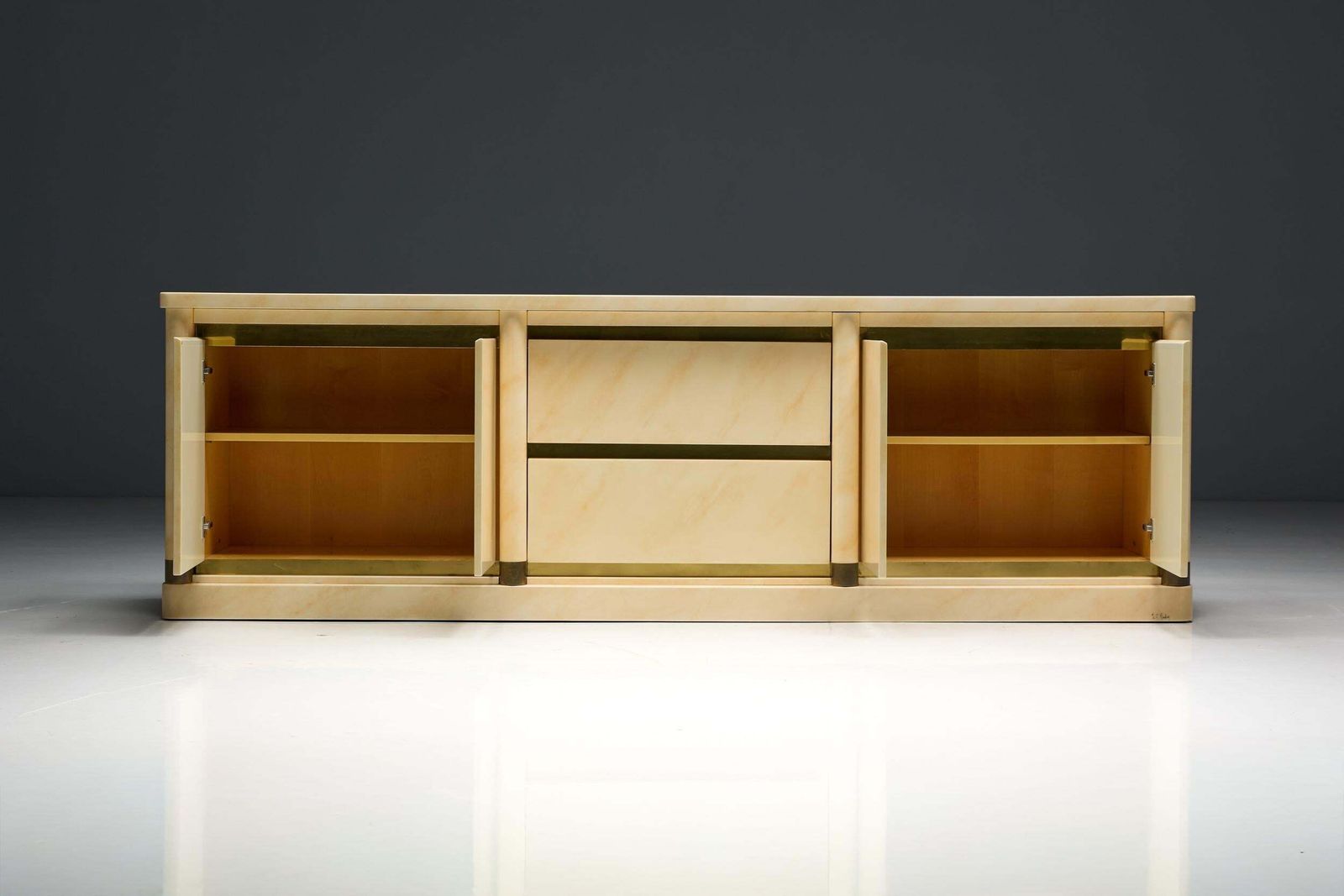 photo vinterior Faux Marble Lacquered Sideboard By Jean Claude Mahey, France, 1970s
