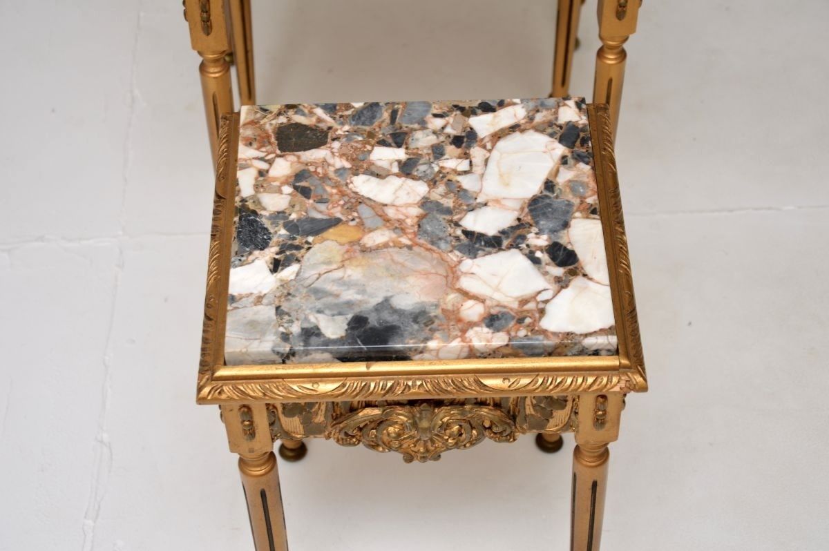 Furniture Antique French Gilt Wood Marble Top Nest Of Tables photo