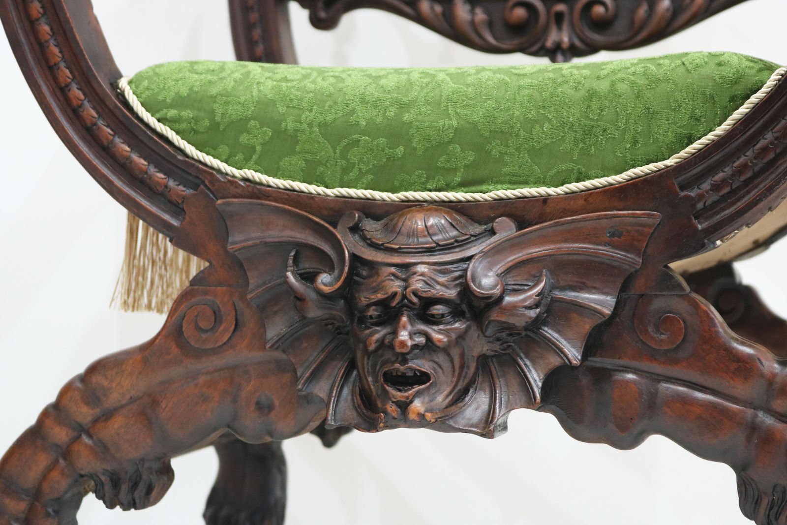 photo vintage Rare Pair Of Gothic Revival Chairs By Victor Aimone 19th Century Dragons Knights
