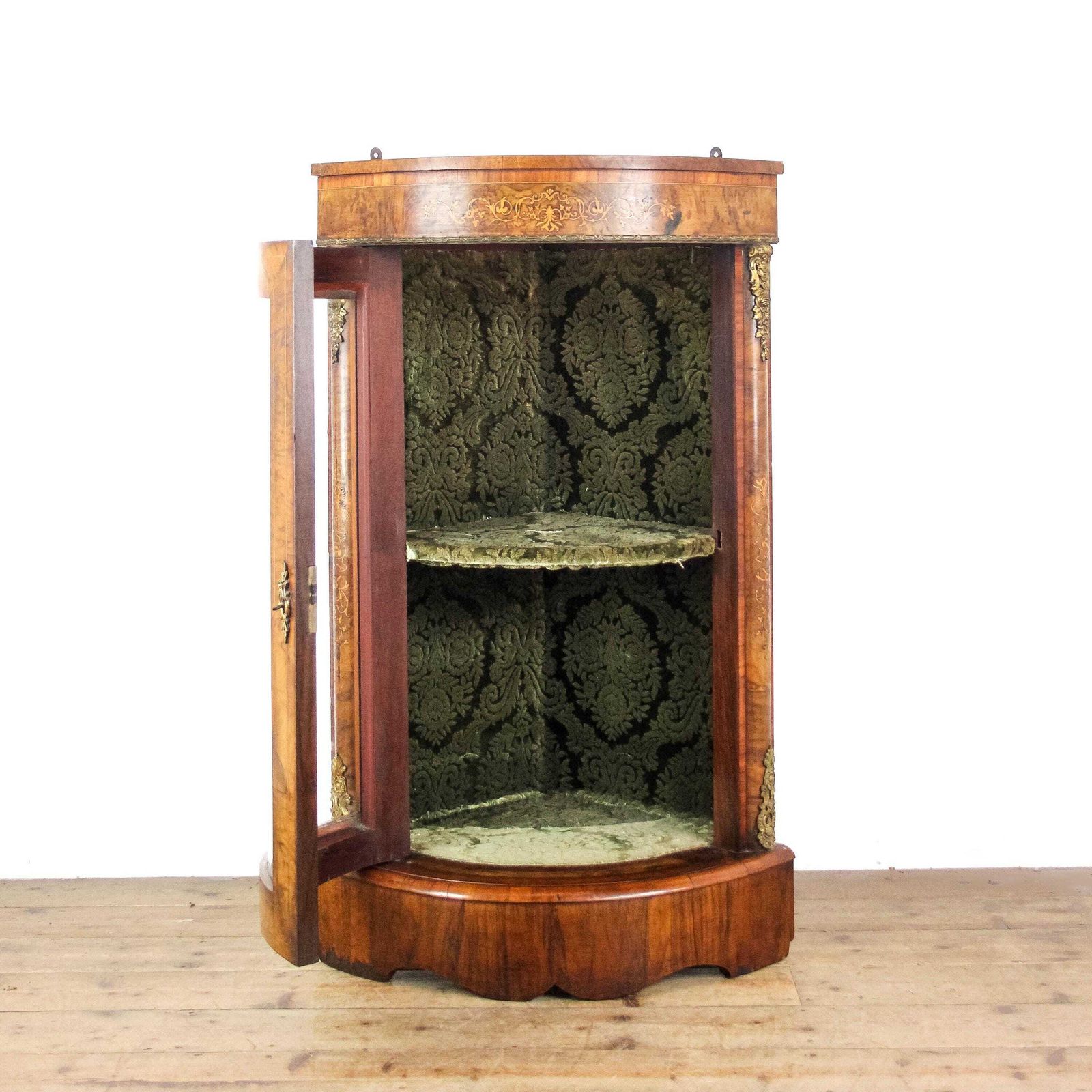 Antique Victorian Inlaid Bow Front Corner Cupboard | Corner Cabinet | Storage Cupboard | Antique Storage | Wall Cupboard (M 6474) photo furniture